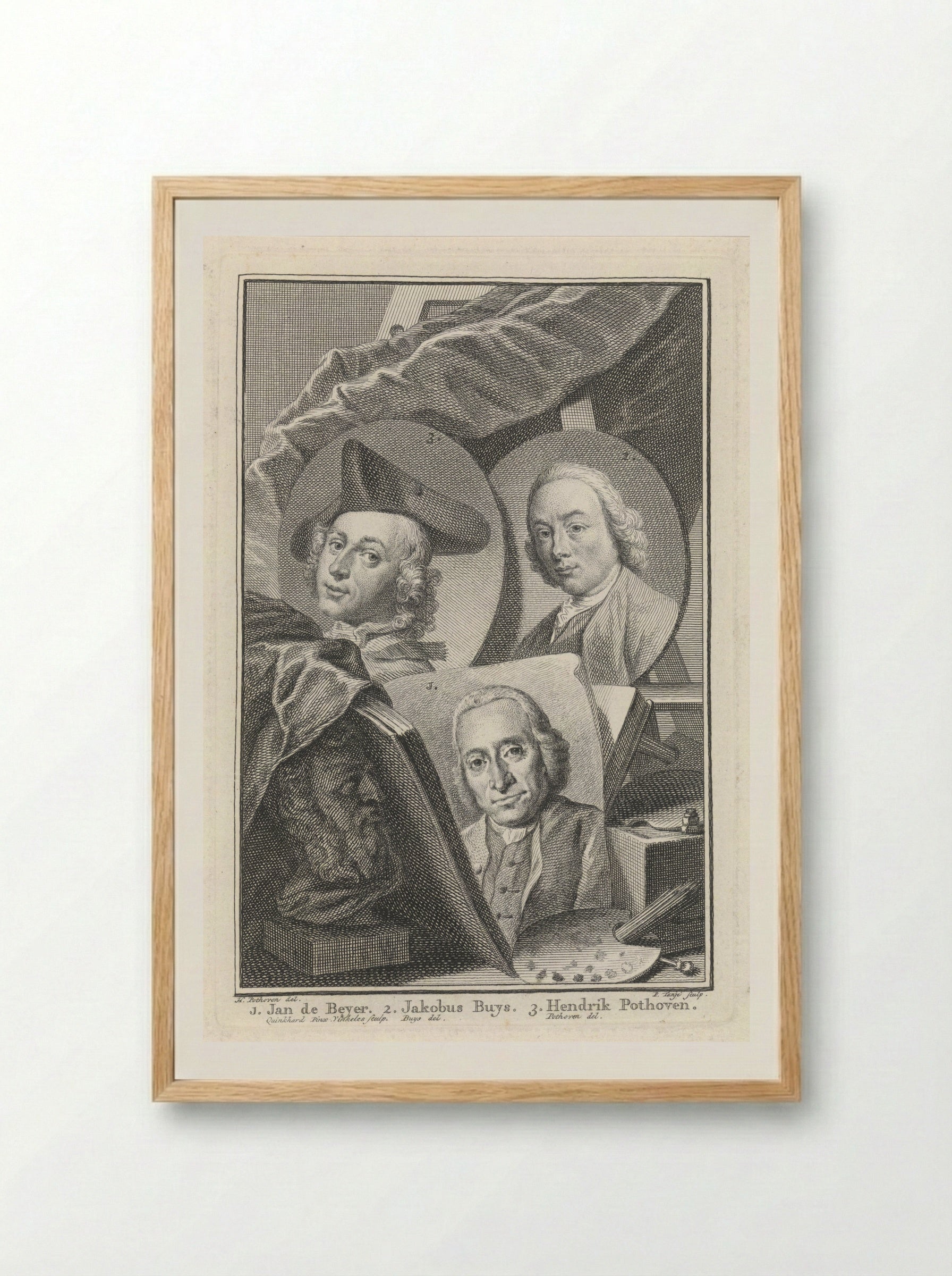 Portraits of Jan de Beyer, Jacobus Buys, and Hendrik Pothoven - Jacobus Buys - Framed Print Wood