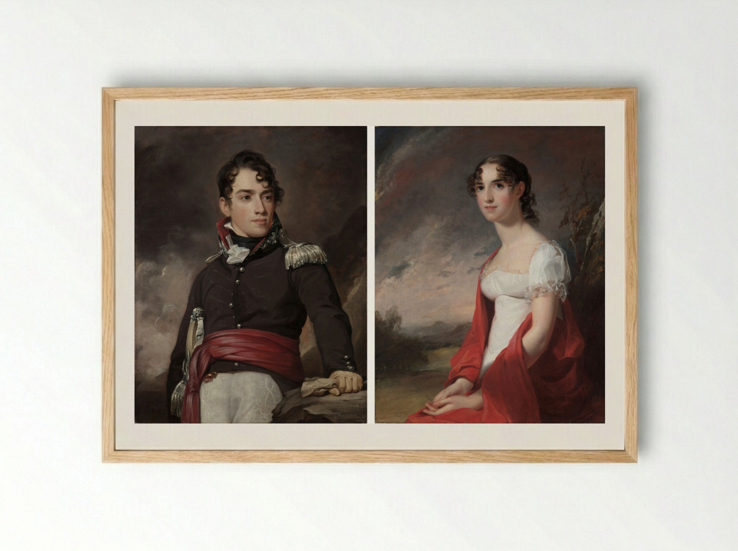 Portraits of Jean Terford David and Mary Sicard David - Thomas Sully - Framed Print Wood