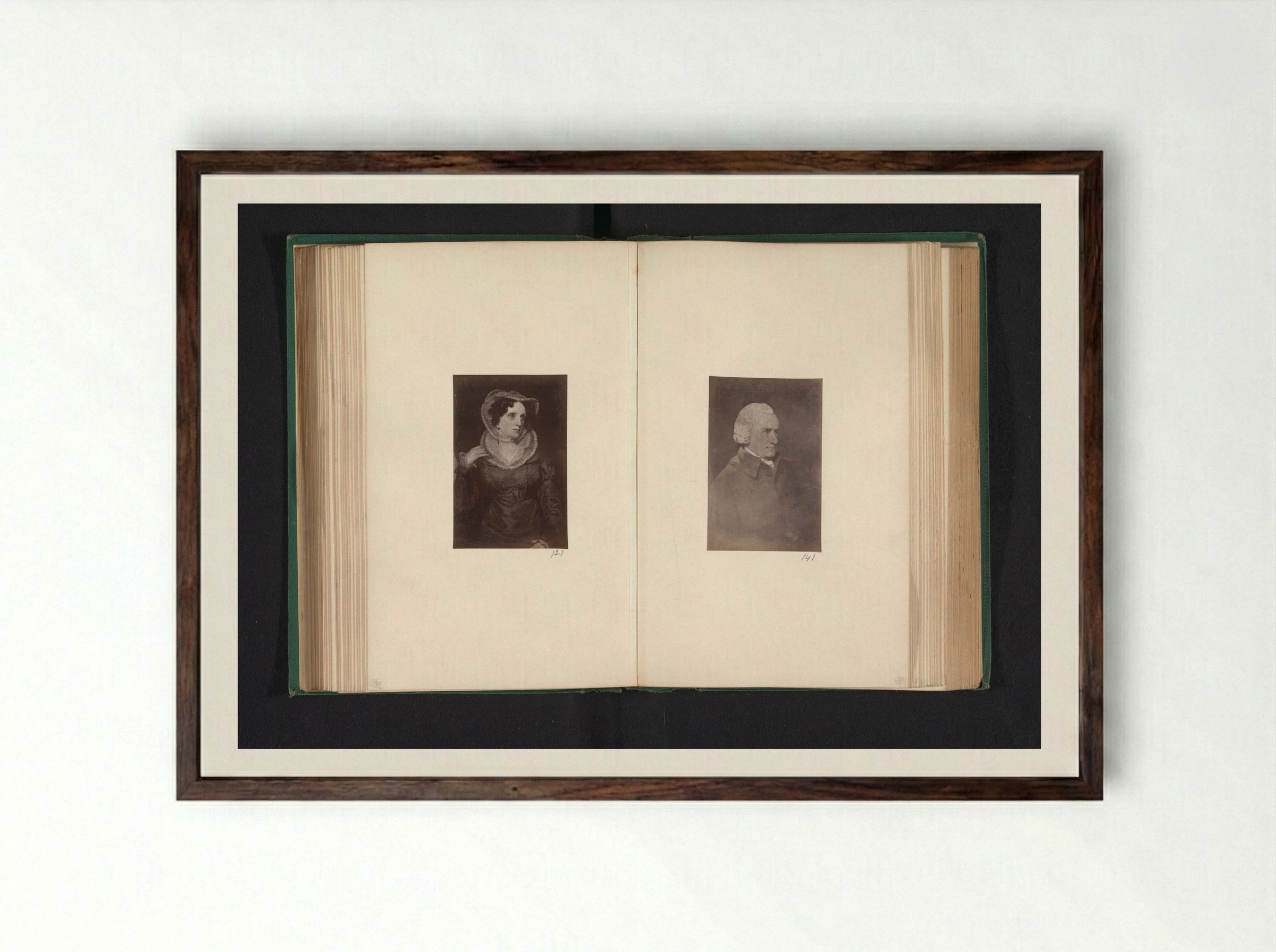 Portraits of Mungo Campbell and Woman in Bonnet - Thomas Annan - Framed Print Dark Wood