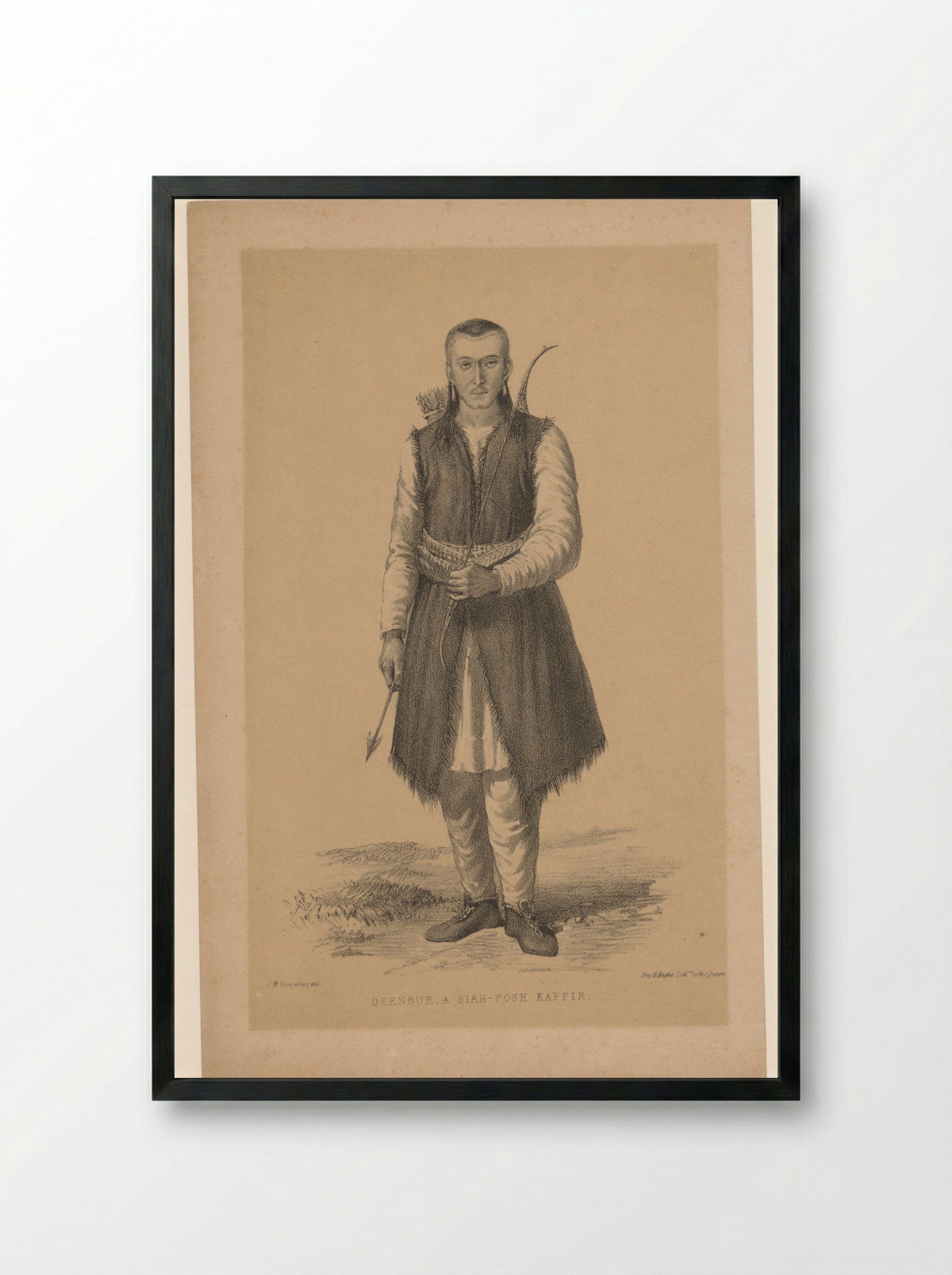 Portret van A Siah-Posh Kaffir Deenbur - John Murray - Framed Print Black