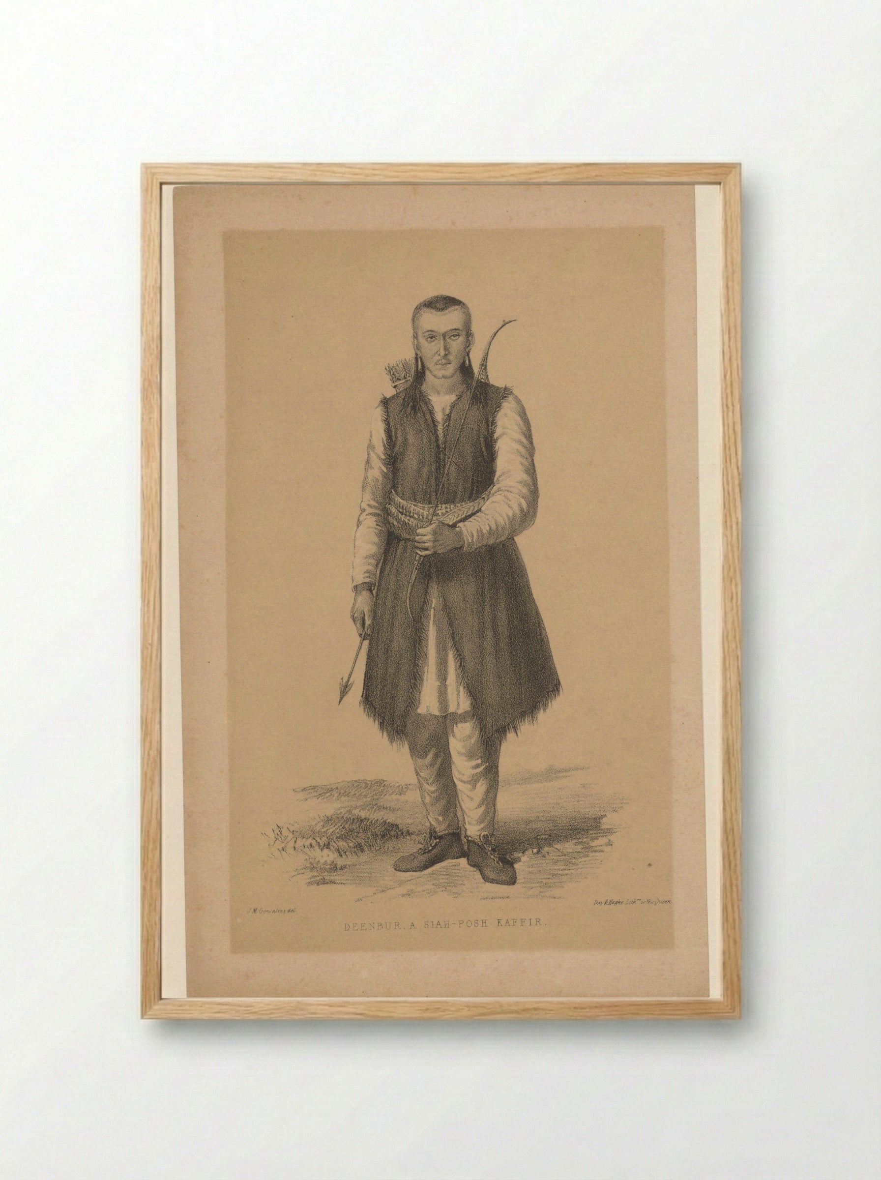 Portret van A Siah-Posh Kaffir Deenbur - John Murray - Framed Print Wood