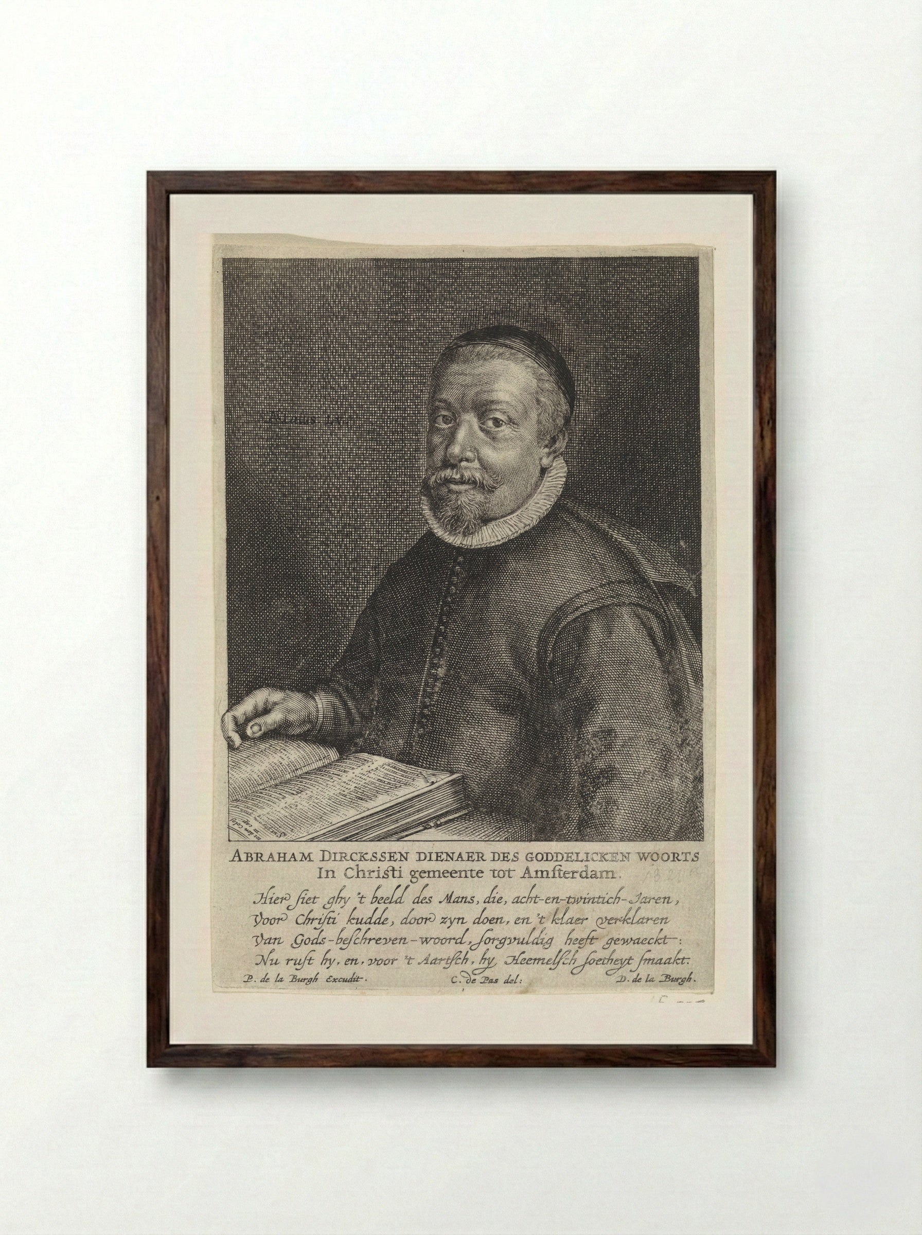 Portret van Abraham Dirksz. Bierens - Crispijn van de Passe (II) - Framed Print Dark Wood