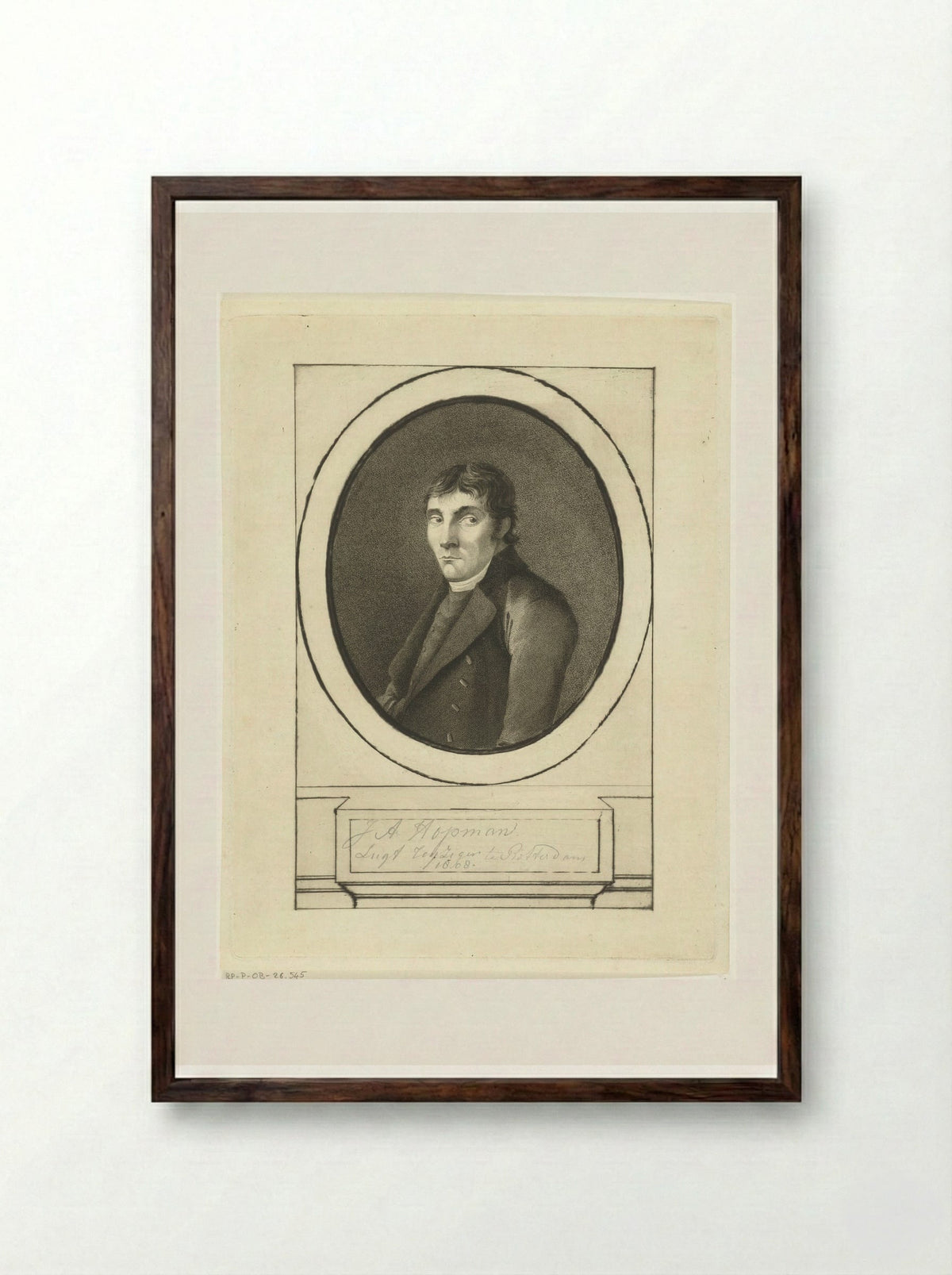 Portret van Abraham Hopman - Joannes Bemme - Framed Print Dark Wood