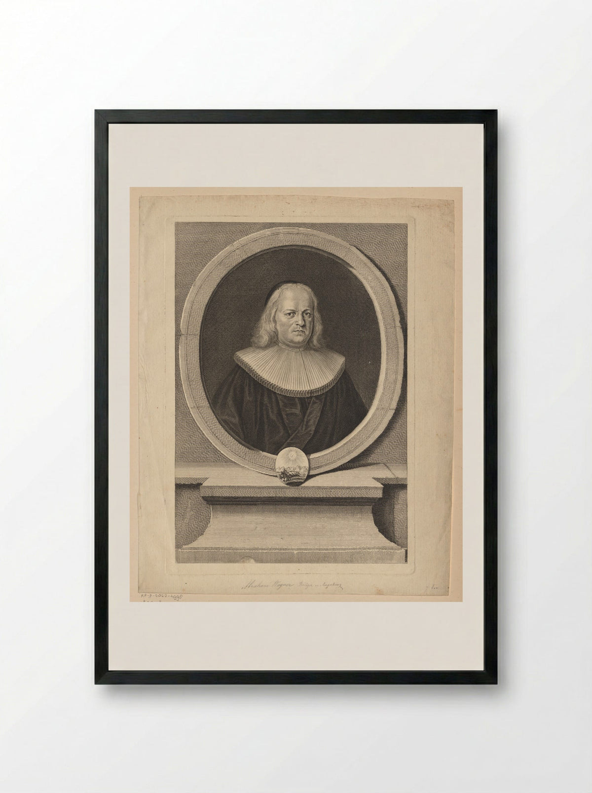 Portret van Abraham Wagner - Johann Balthasar Probst - Framed Print Black