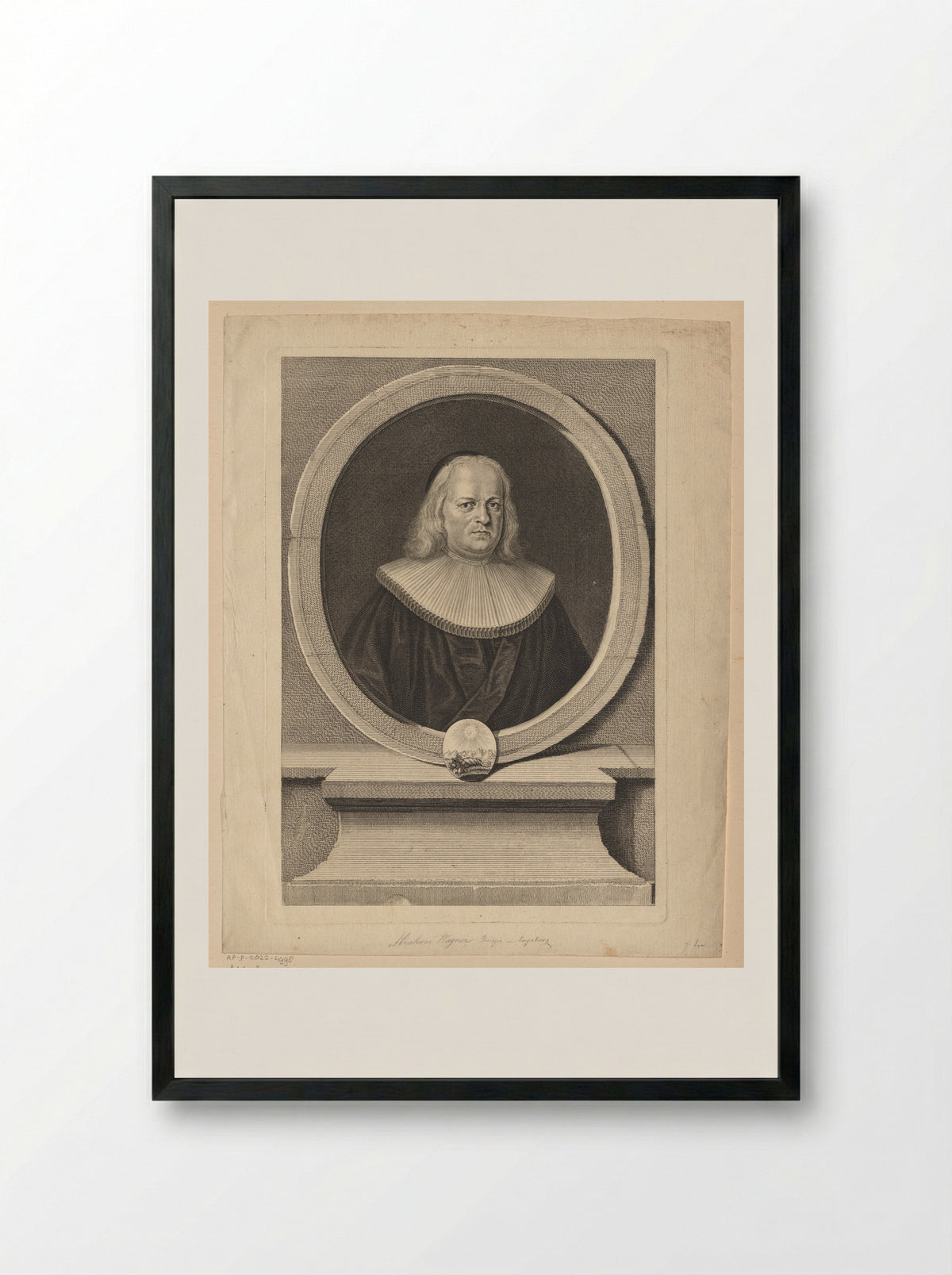 Portret van Abraham Wagner - Johann Balthasar Probst - Framed Print Black