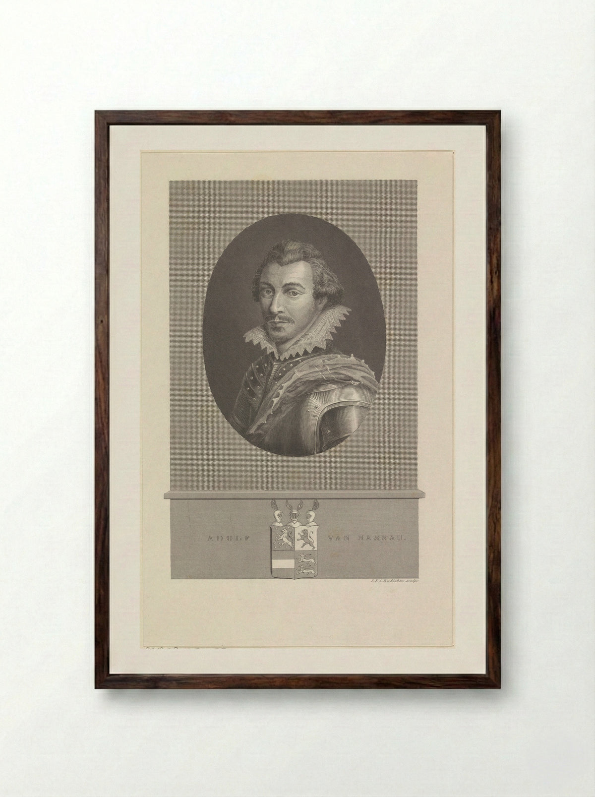 Portret van Adolf, graaf van Nassau-Siegen - J.F.C. Reckleben - Framed Print Dark Wood