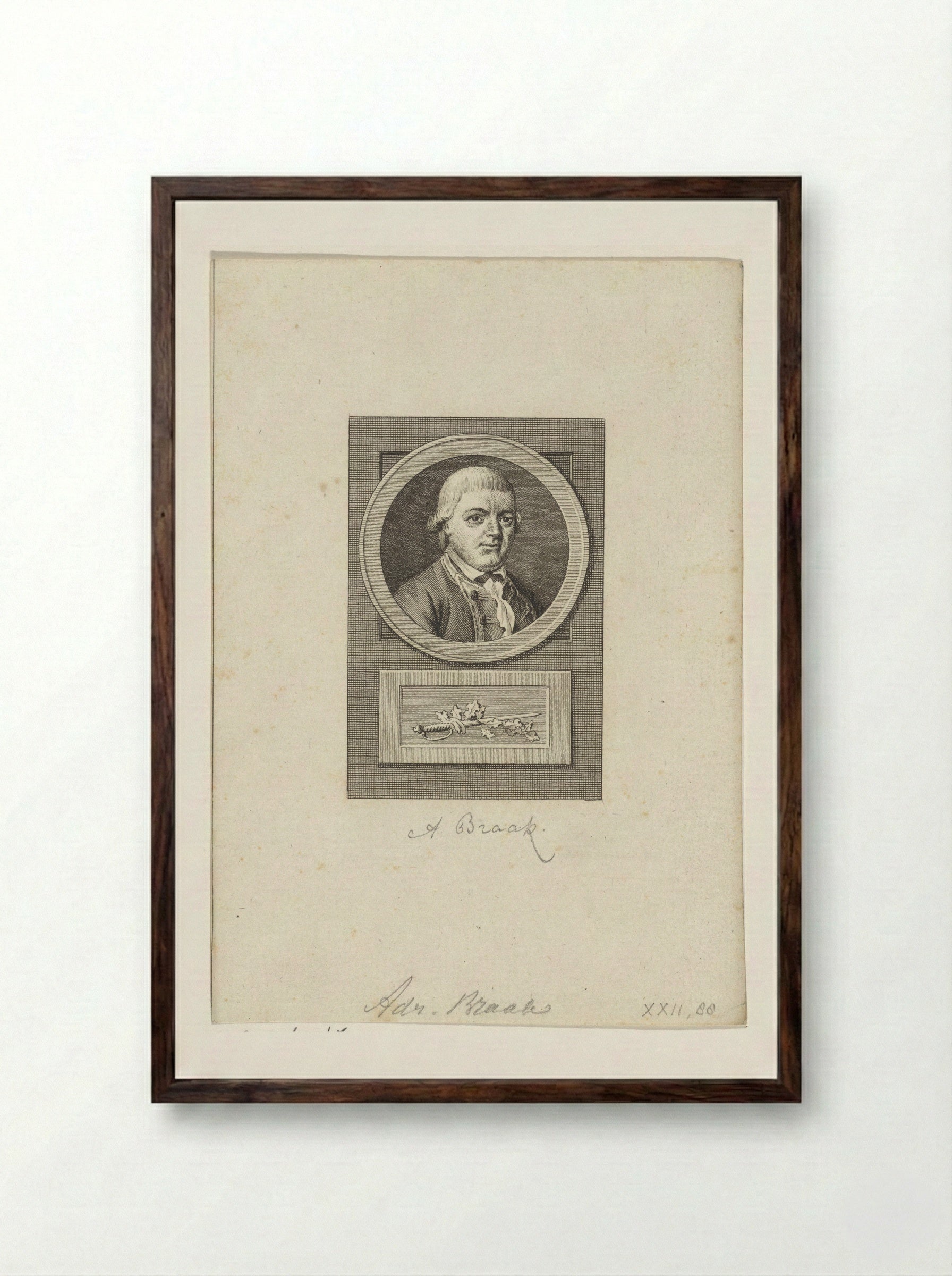 Portret van Adriaan Braak - Reinier Vinkeles - Framed Print Dark Wood