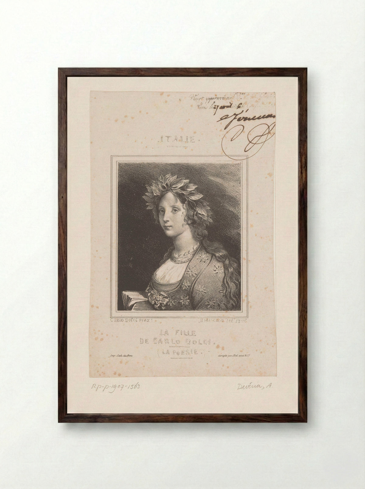 Portret van Agnese Dolci als muze van de poëzie - Noël ainé & Cie. - Framed Print Dark Wood