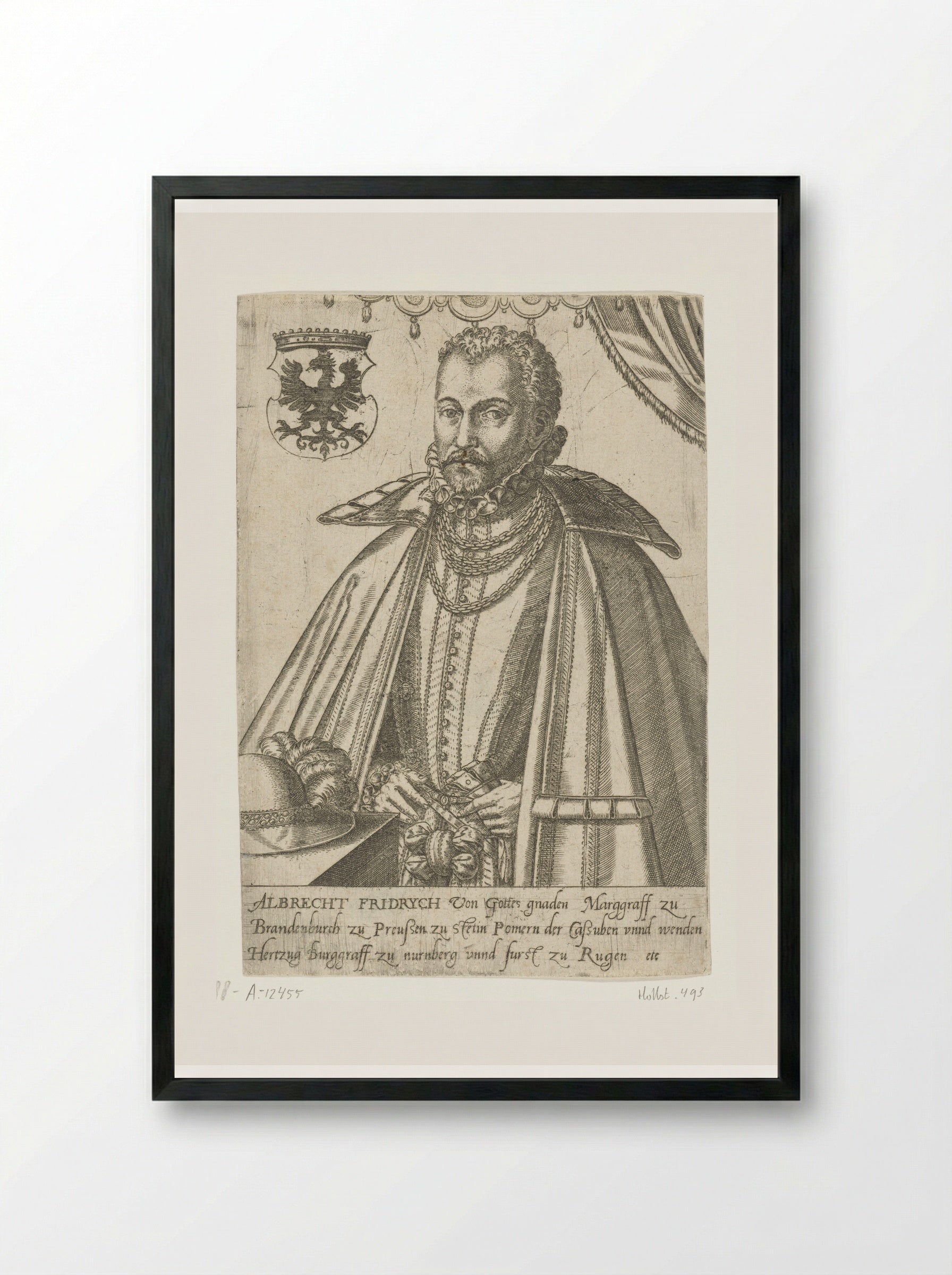Portret van Albrecht Friedrich, Markgraaf van Brandenburg - Abraham de Bruyn - Framed Print Black
