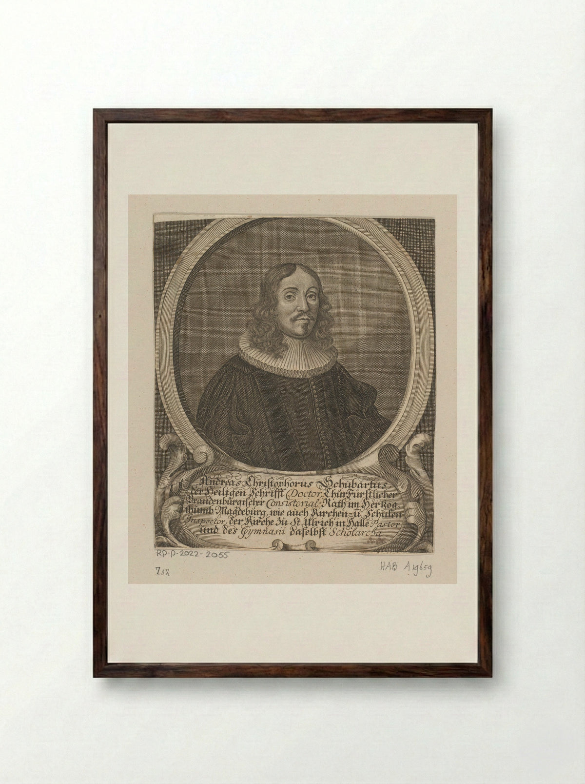Portret van Andreas Christoph Schubart - Johann Christoph Böcklin - Framed Print Dark Wood