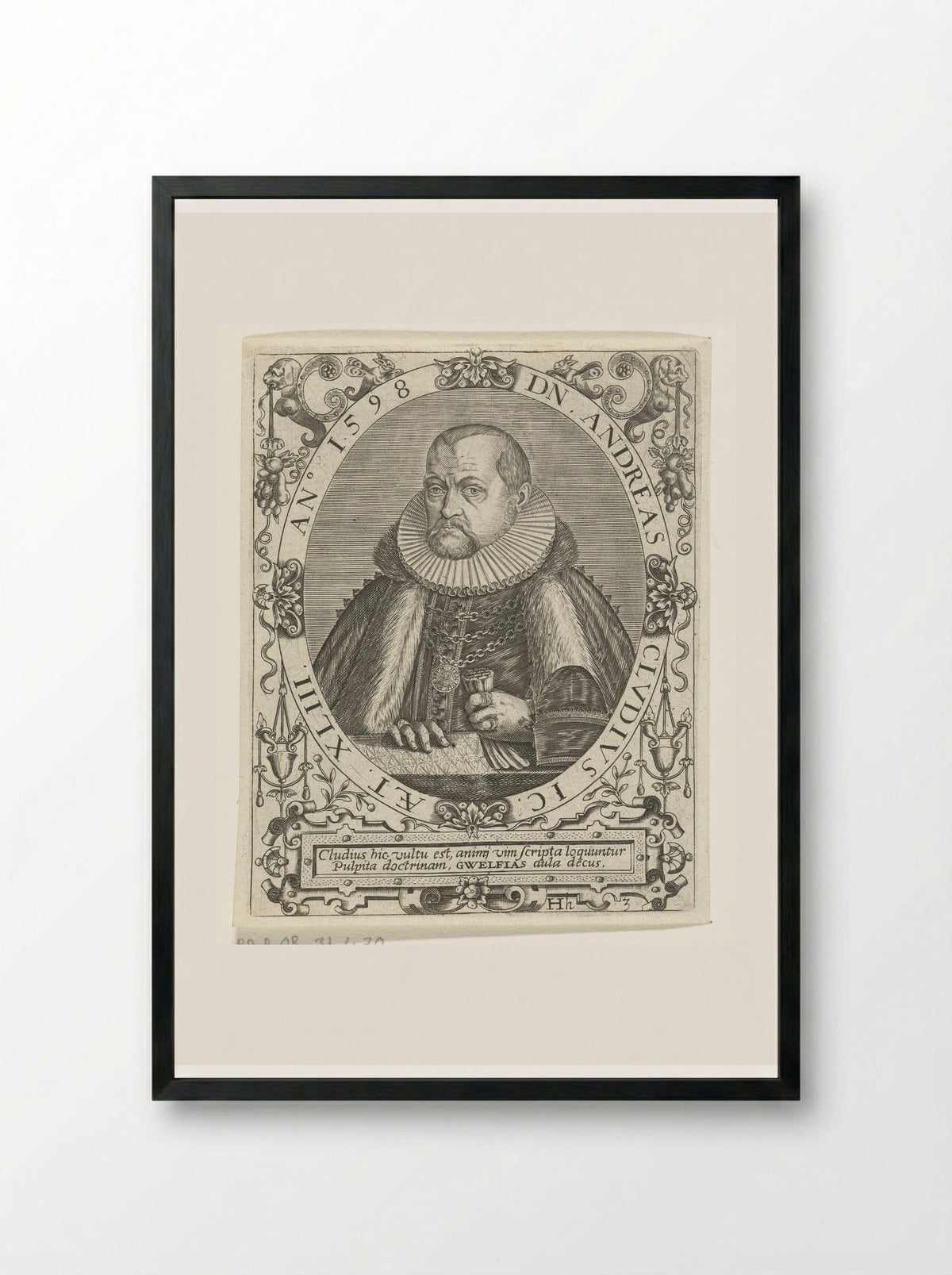 Portret van Andreas Cludius - Johann Theodor de Bry - Framed Print Black