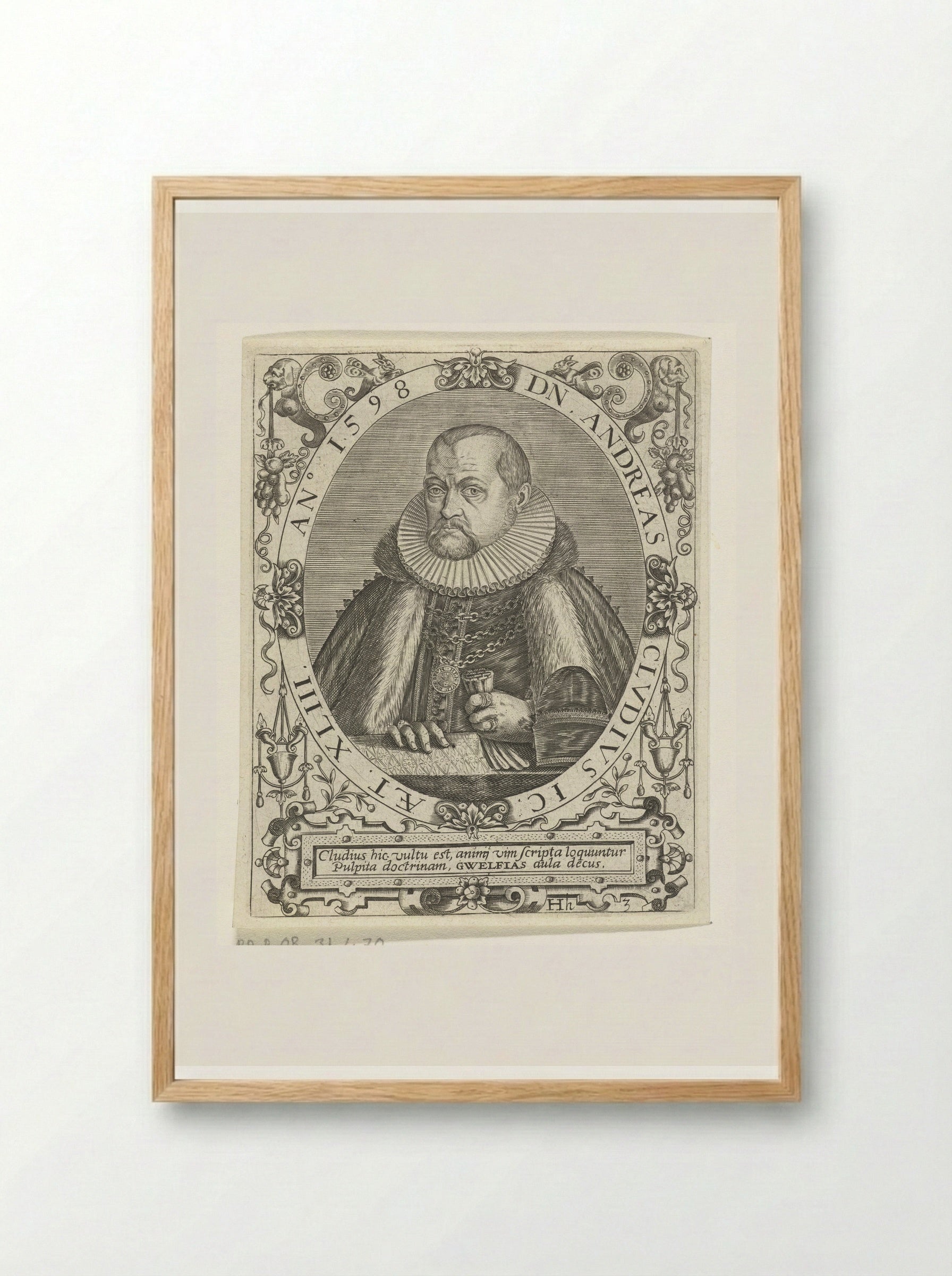 Portret van Andreas Cludius - Johann Theodor de Bry - Framed Print Wood