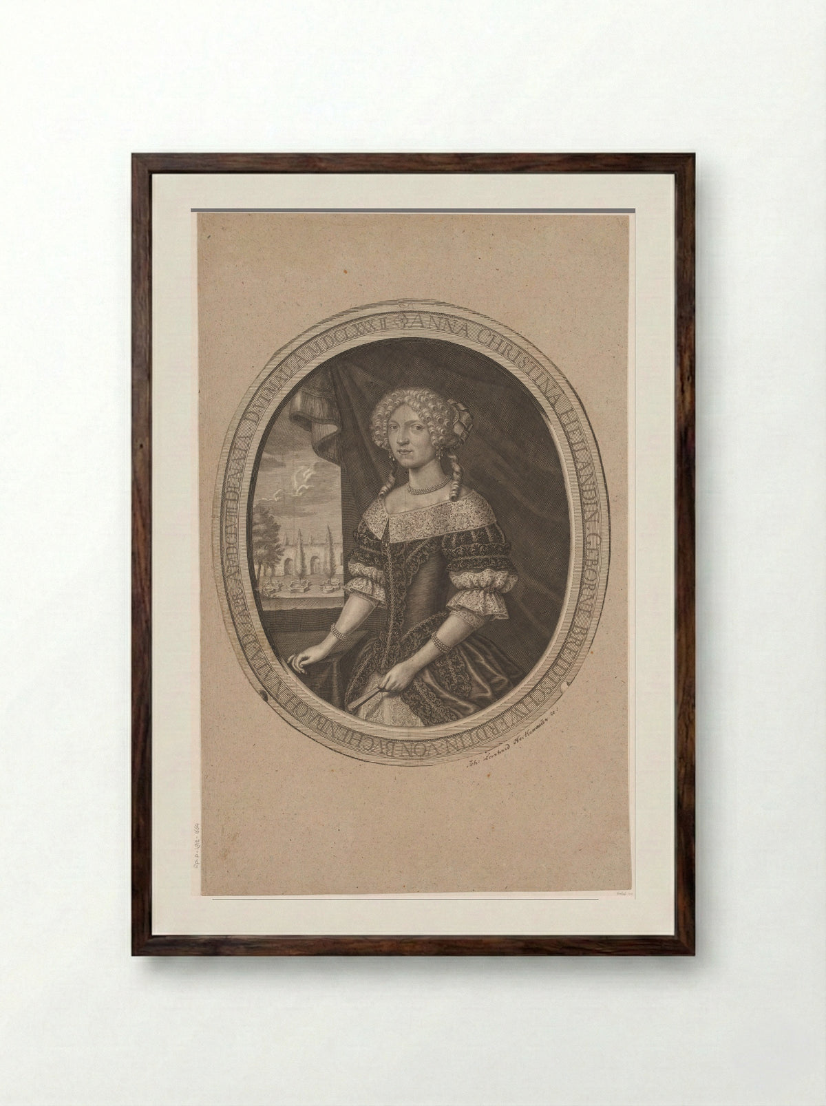 Portret van Anna Christina Heiland - Leonhard Heckenauer - Framed Print Dark Wood