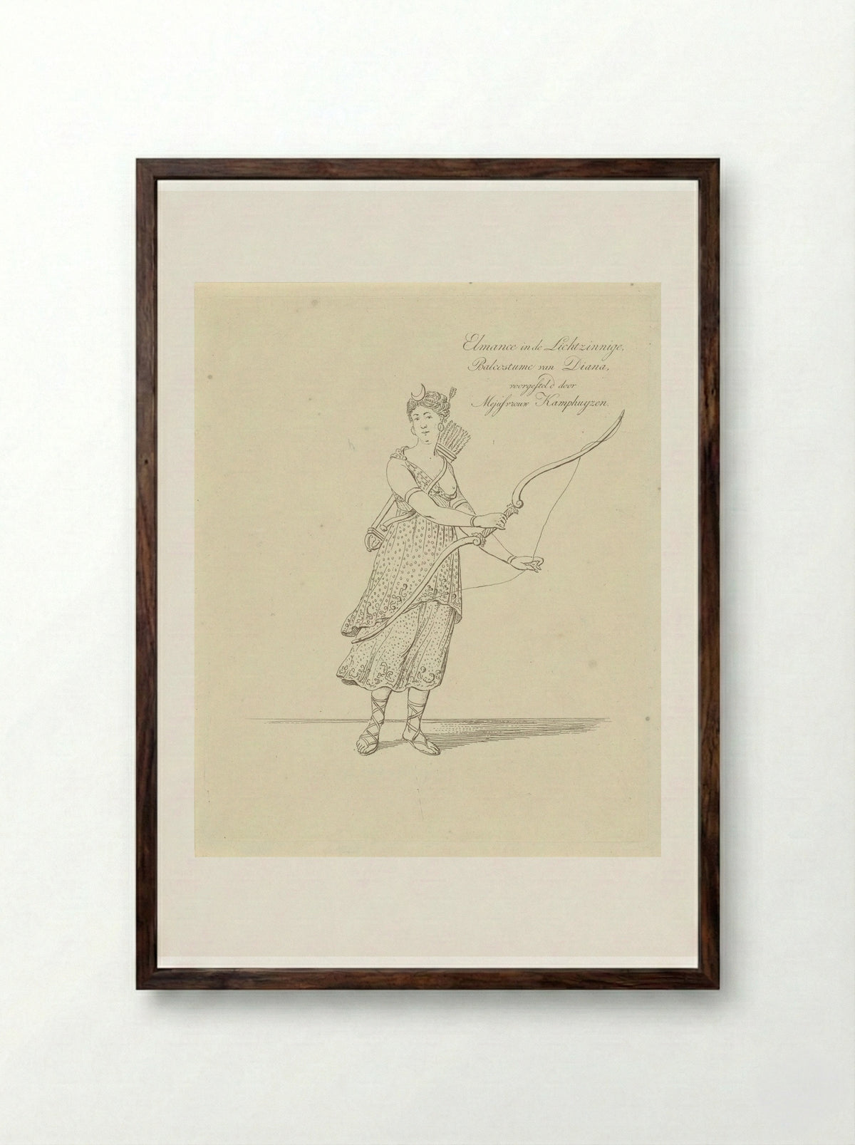 Portret van Anna Maria Snoek als Diana - Johannes Jelgerhuis - Framed Print Dark Wood