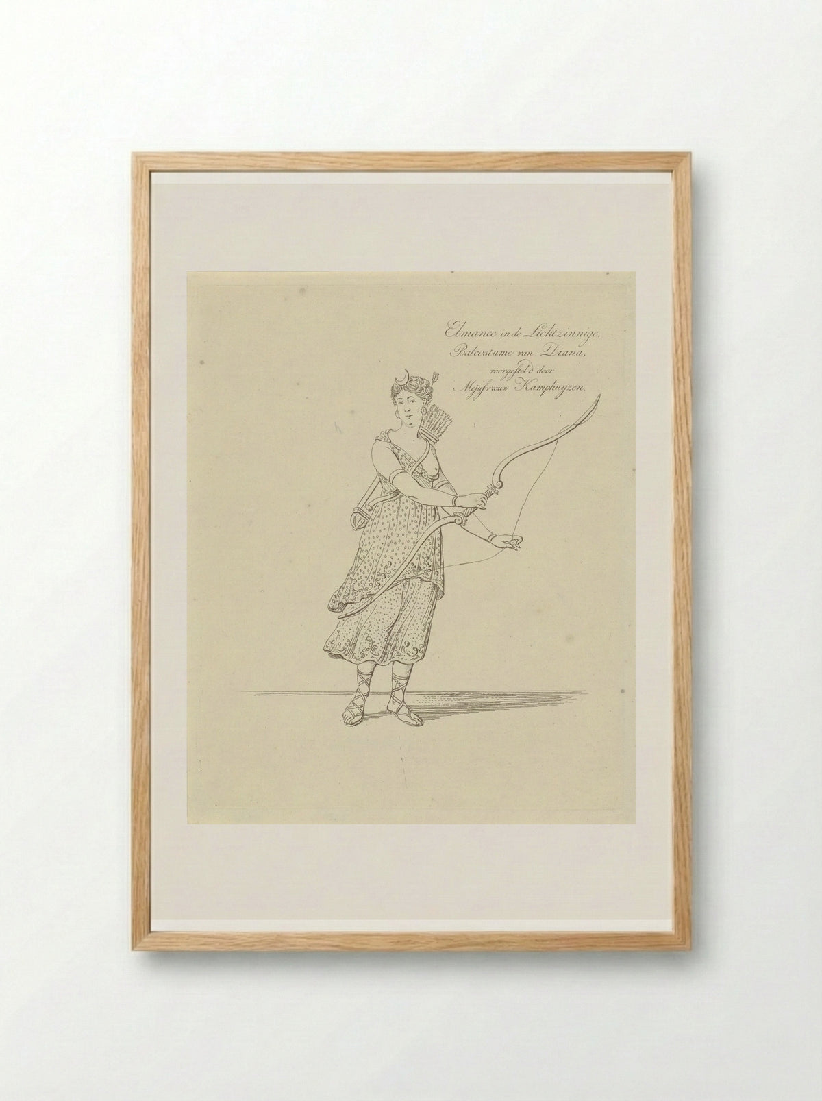 Portret van Anna Maria Snoek als Diana - Johannes Jelgerhuis - Framed Print Wood