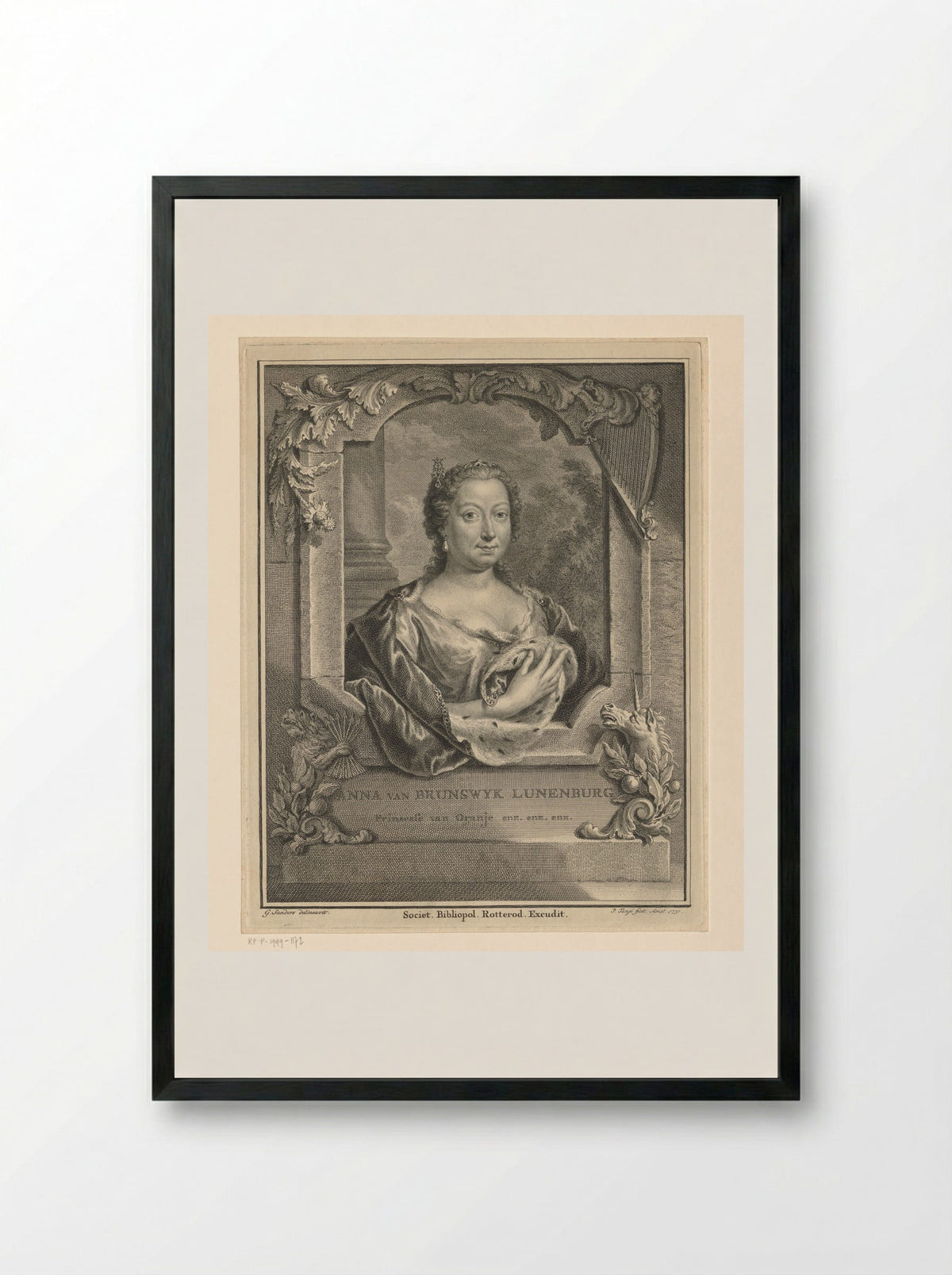 Portret van Anna van Hannover, prinses van Oranje-Nassau - Pieter Tanjé - Framed Print Black