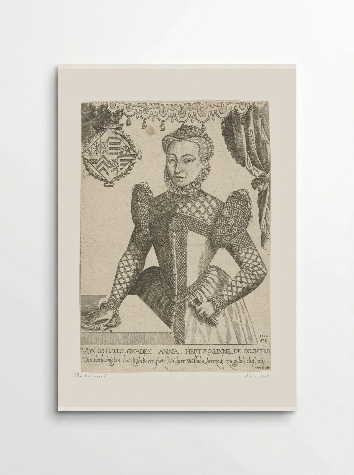 Portret van Anna van Kleef - Abraham de Bruyn - Poster