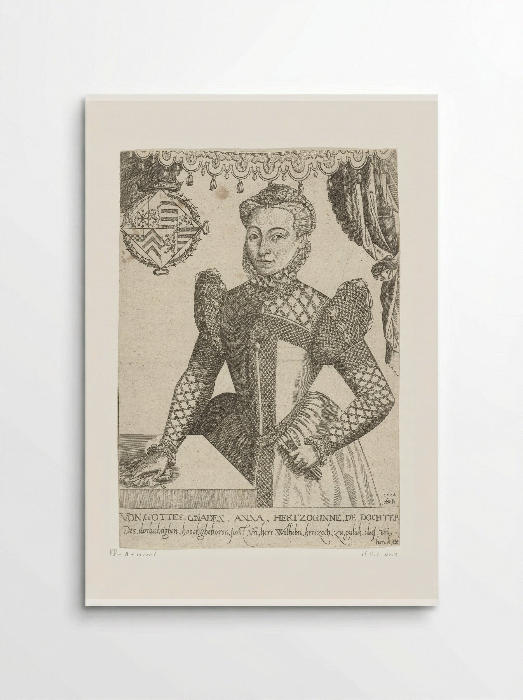Portret van Anna van Kleef - Abraham de Bruyn - Poster