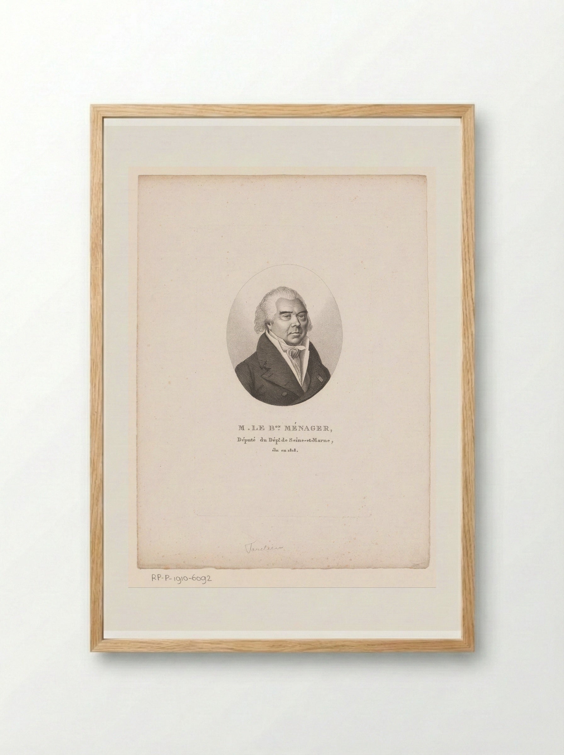 Portret van Antoine Jean François Ménager - Ambroise Tardieu - Framed Print Wood