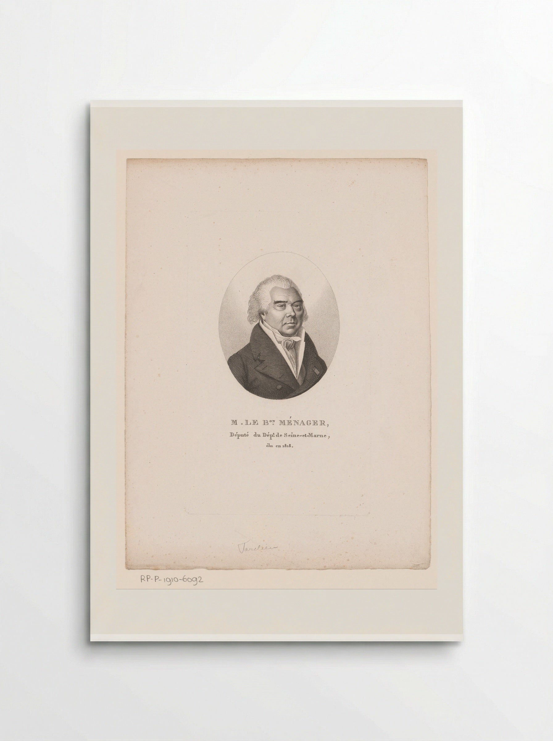 Portret van Antoine Jean François Ménager - Ambroise Tardieu - Poster