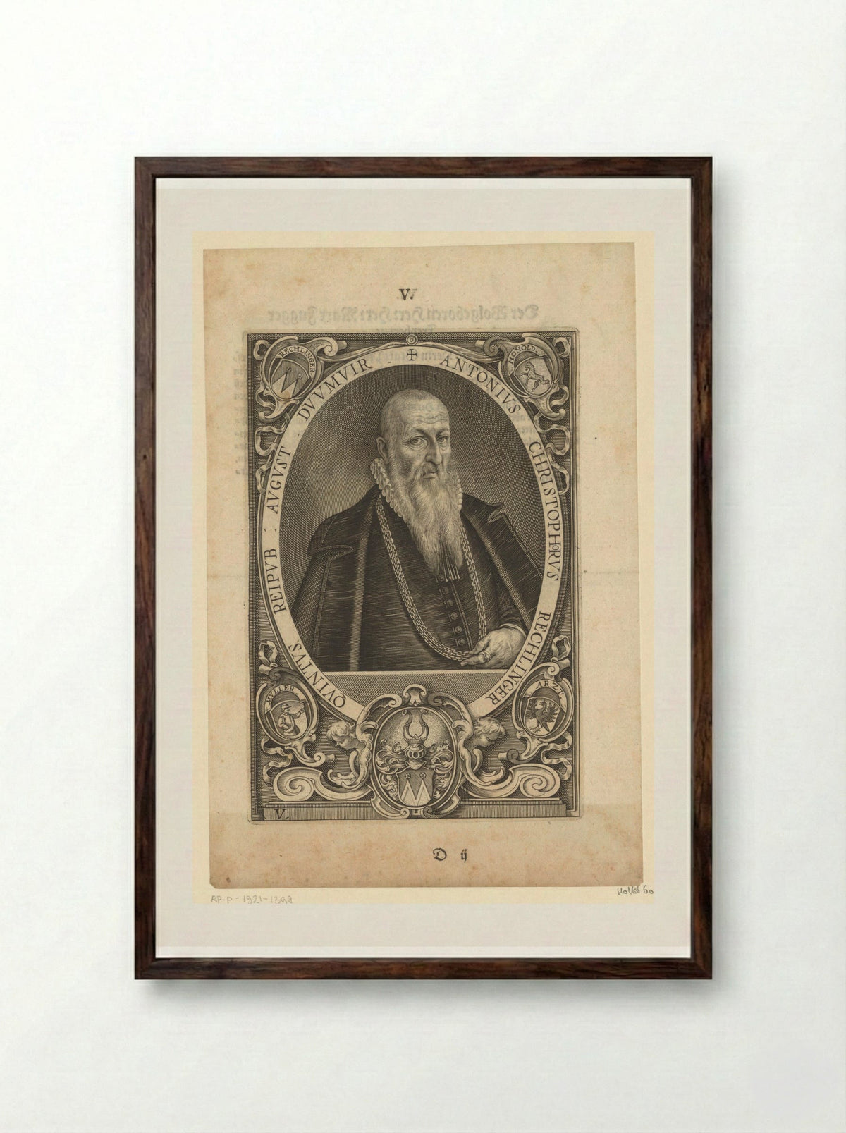 Portret van Anton Christoph Rechlinger - Lucas Kilian - Framed Print Dark Wood