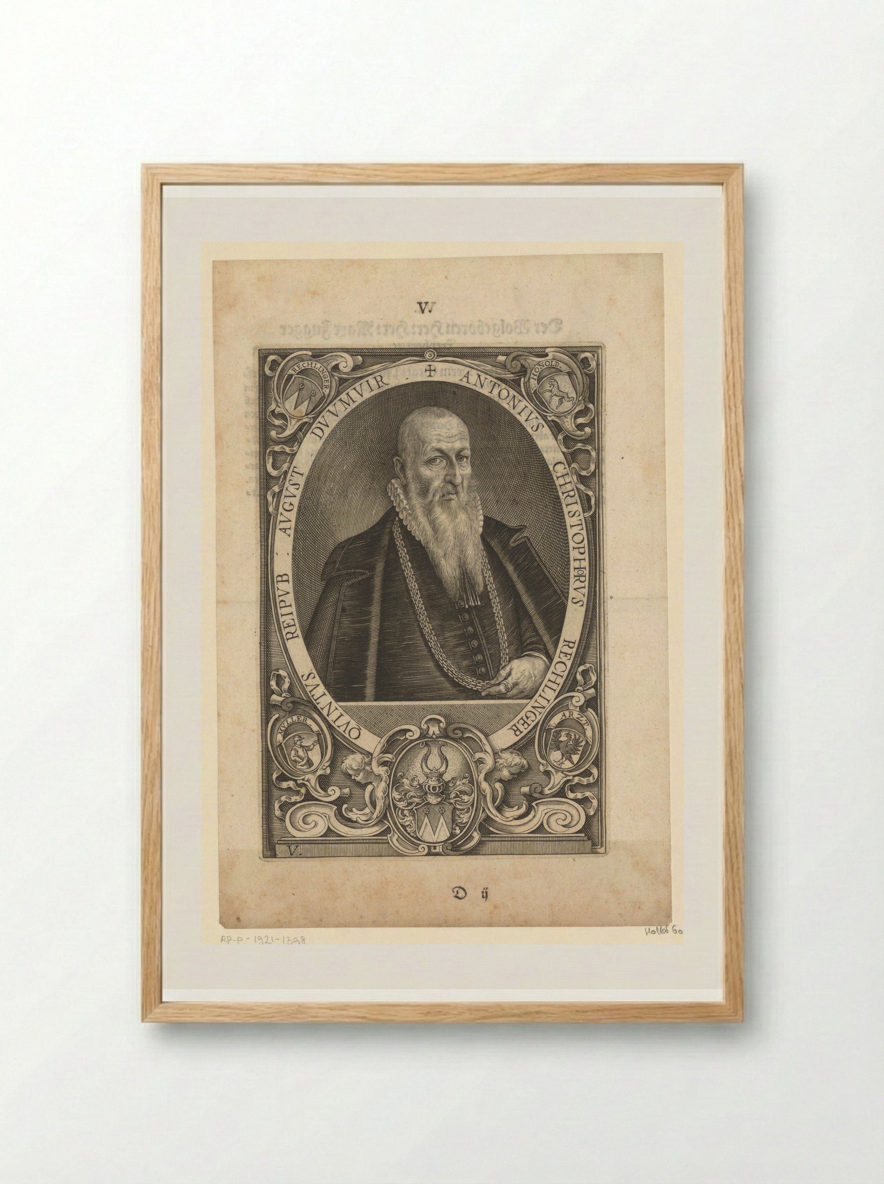 Portret van Anton Christoph Rechlinger - Lucas Kilian - Framed Print Wood