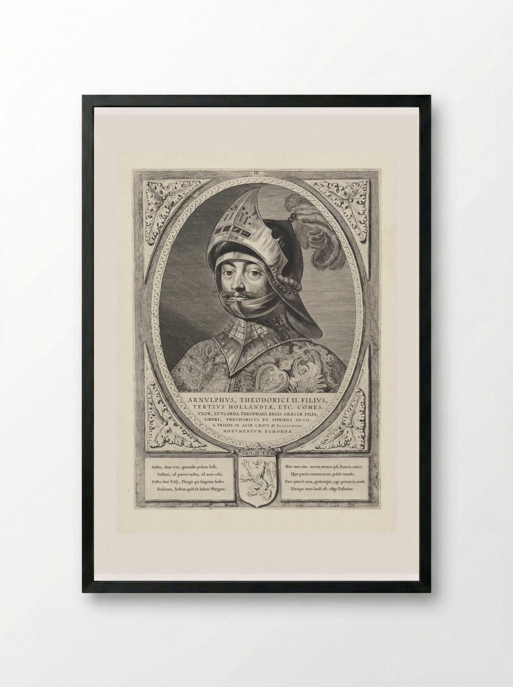 Portret van Arnulf, graaf van Holland - Cornelis Visscher (II) - Framed Print Black