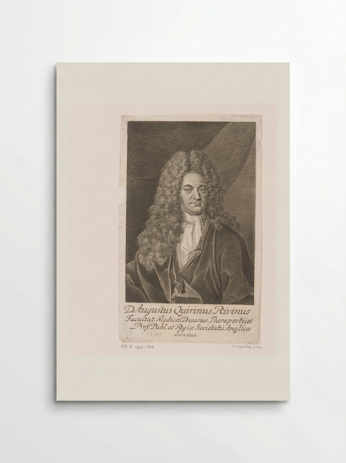 Portret van August Quirinus Rivinus - Martin Bernigeroth - Poster