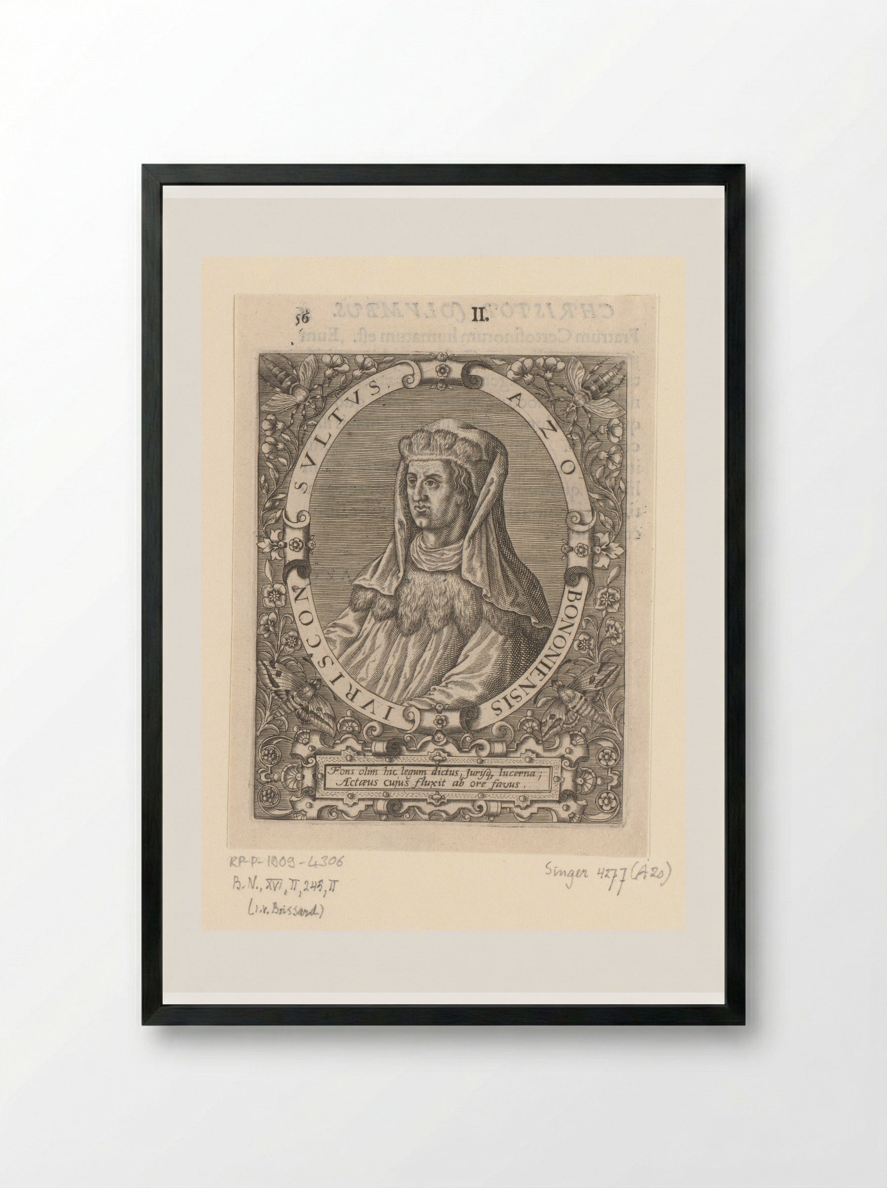 Portret van Azo van Bologna - Theodor de Bry - Framed Print Black
