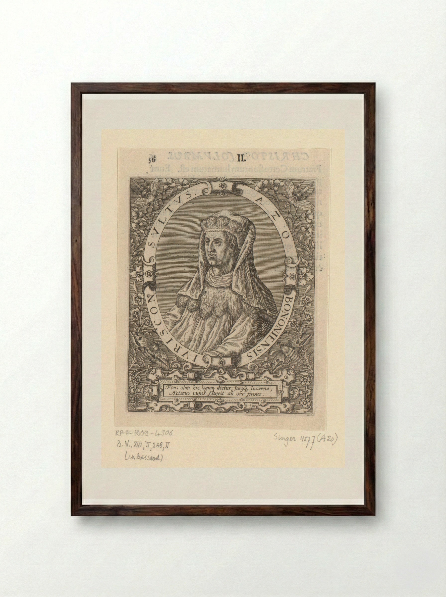 Portret van Azo van Bologna - Theodor de Bry - Framed Print Dark Wood