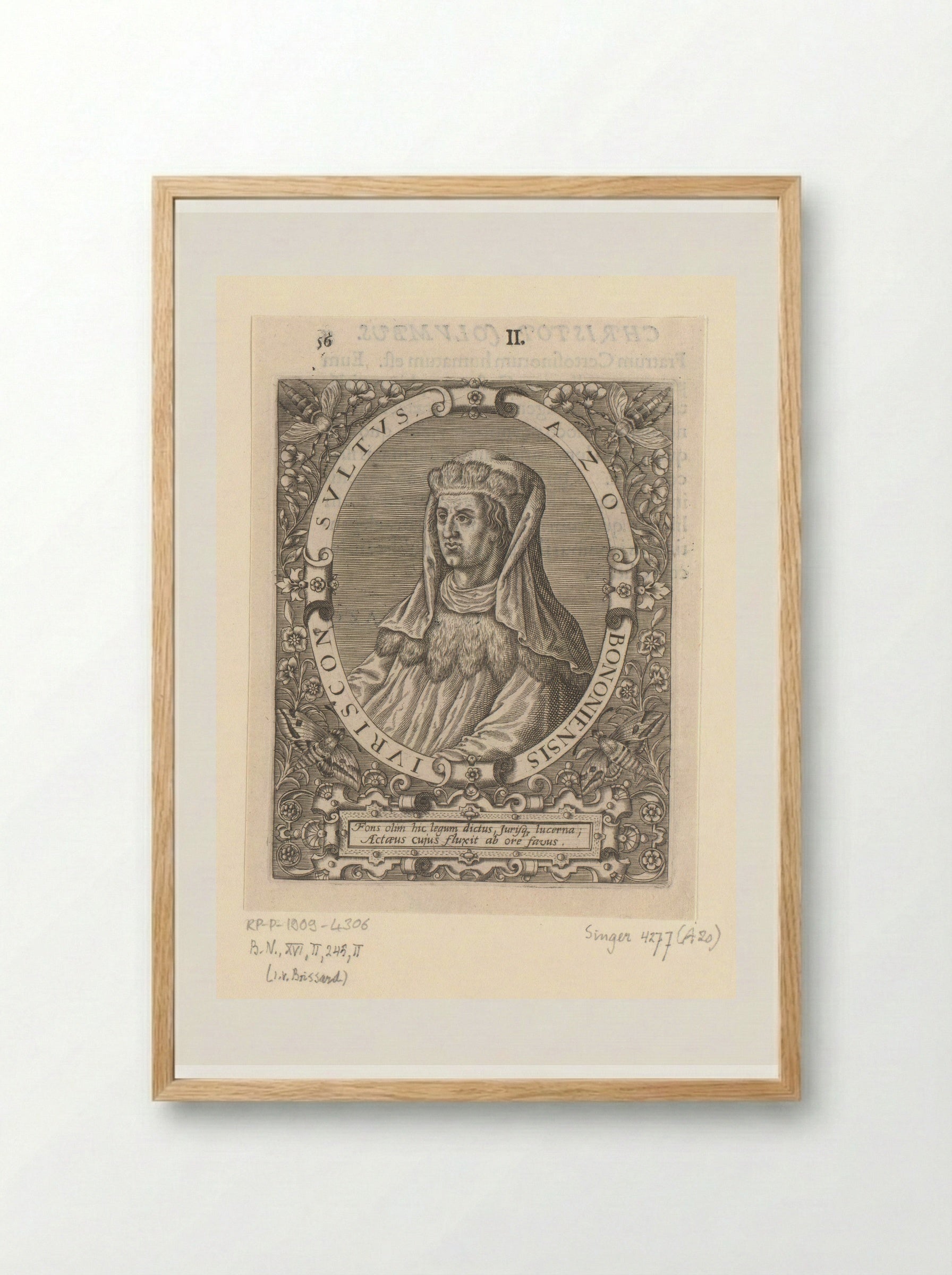 Portret van Azo van Bologna - Theodor de Bry - Framed Print Wood