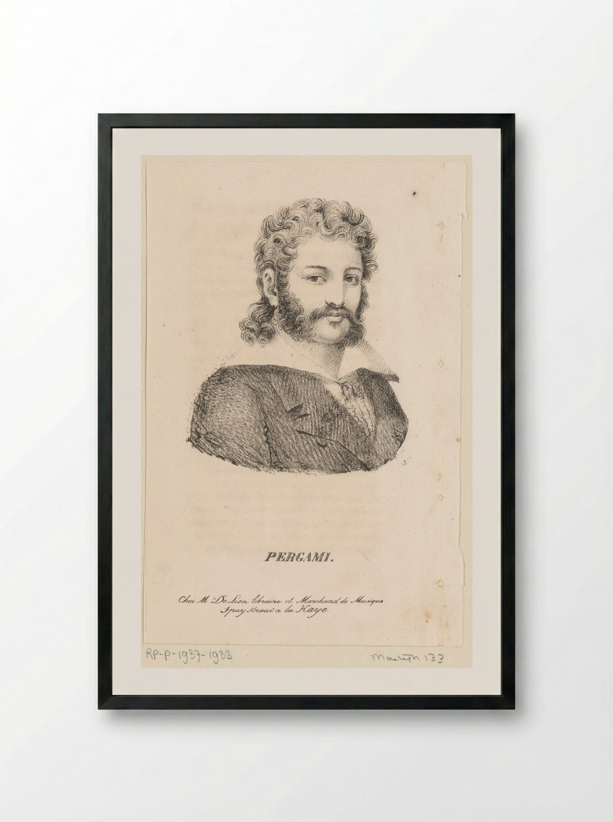 Portret van Baron Pergami - Jean Baptiste Ambroise Marcellin Jobard - Framed Print Black