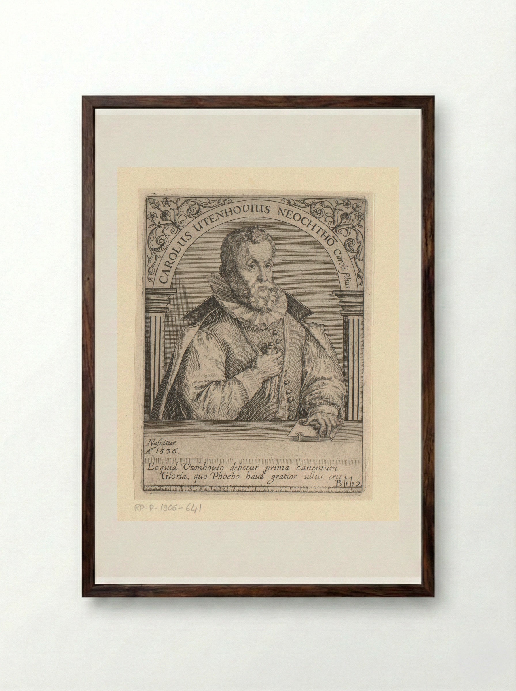Portret van Carolus Utenhove - Johann Theodor de Bry - Framed Print Dark Wood