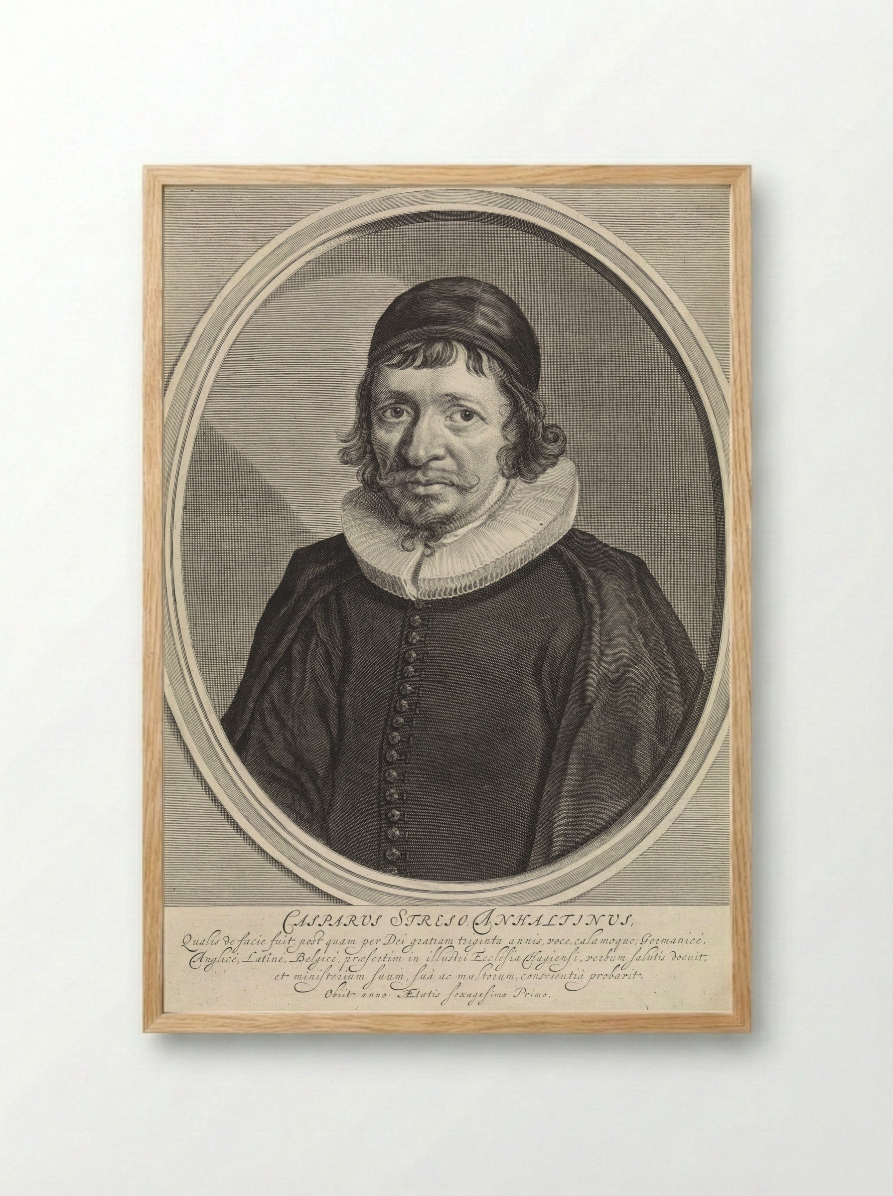 Portret van Caspar Streso - Theodor Matham - Framed Print Wood