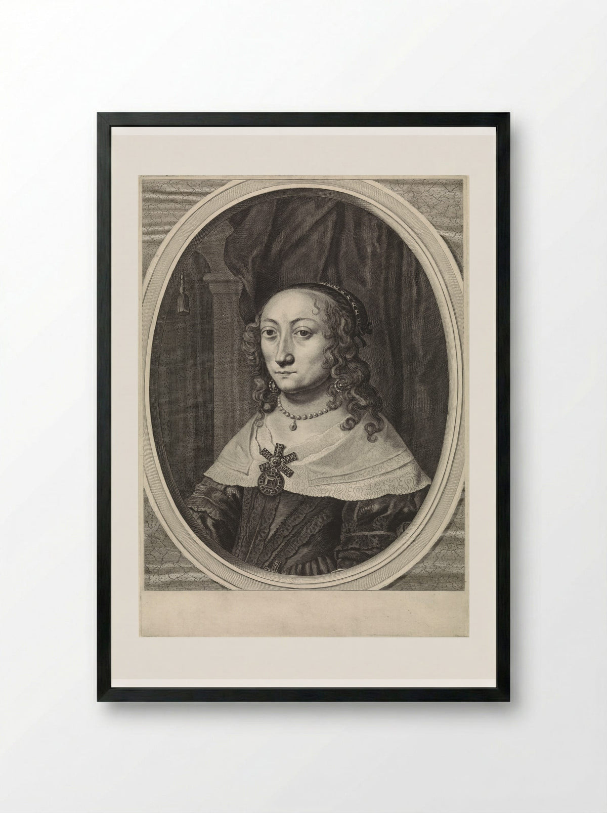 Portret van Catherina Charlotta, paltsgravin van Palts-Neuburg - Theodor Matham - Framed Print Black