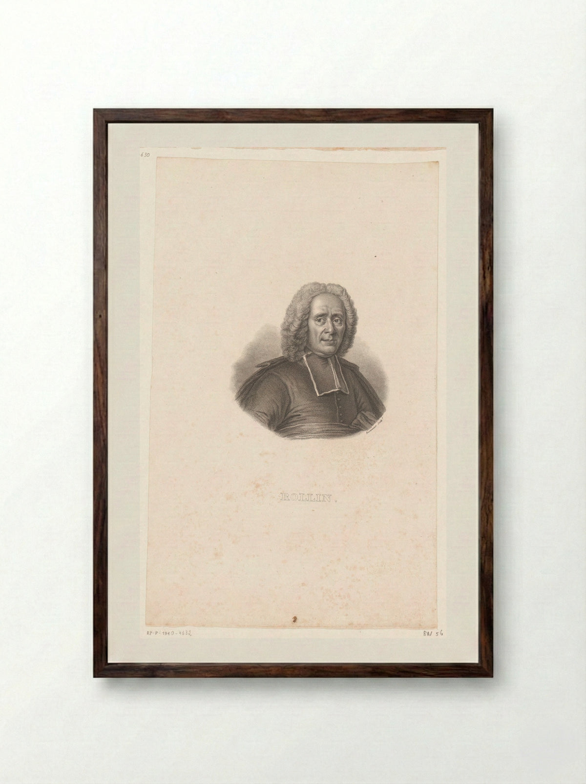 Portret van Charles Rollin - Pierre François Bertonnier - Framed Print Dark Wood