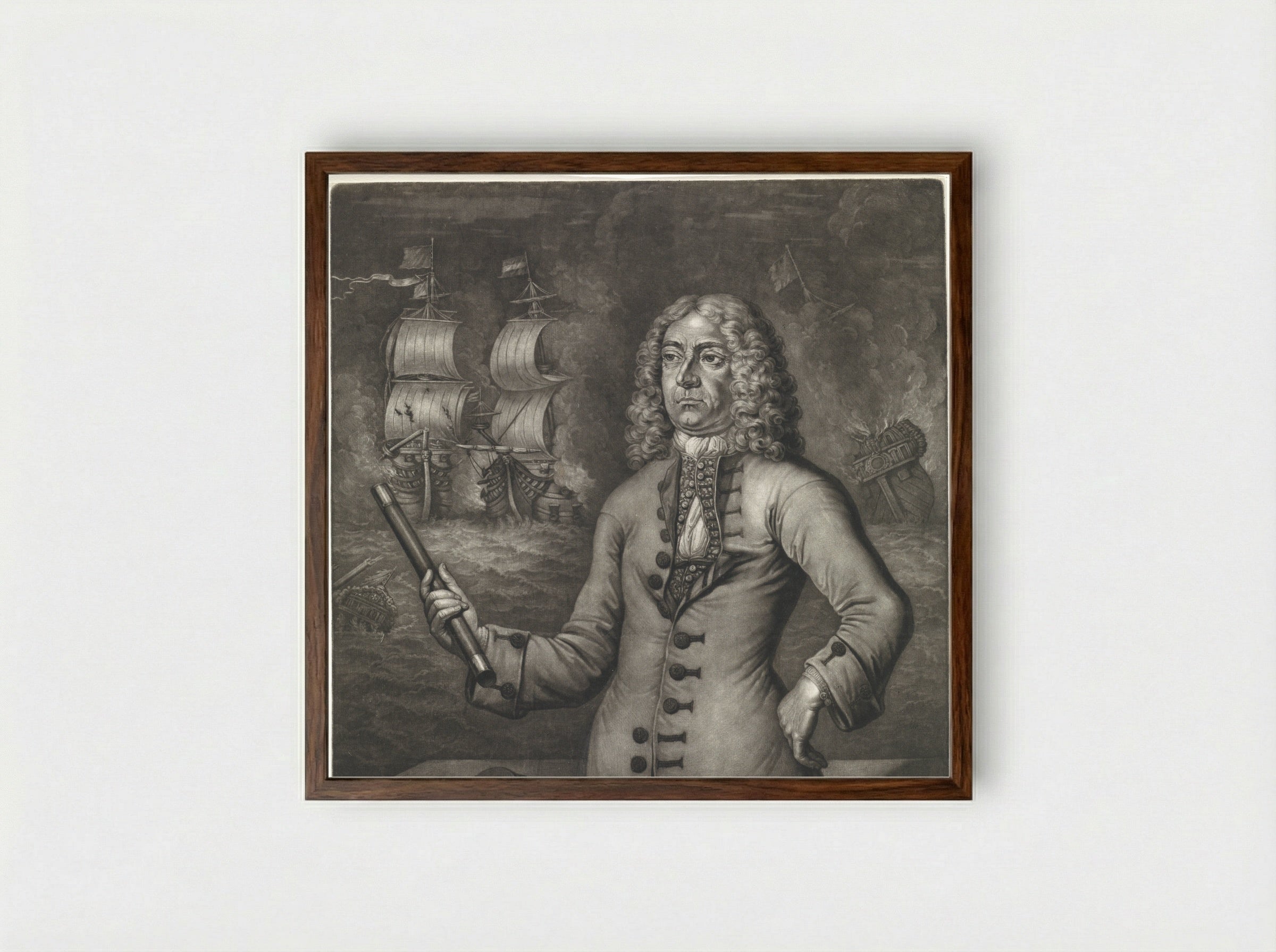 Portret van Christoffel Middaghten - Andries van Buysen (Sr.) - Framed Print Dark Wood