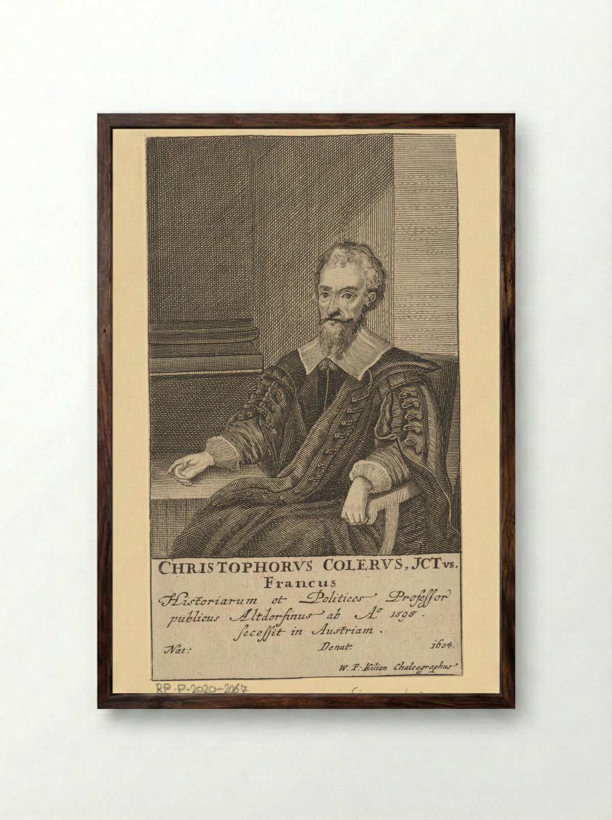 Portret van Christoph Coler II - Wolfgang Philipp Kilian - Framed Print Dark Wood