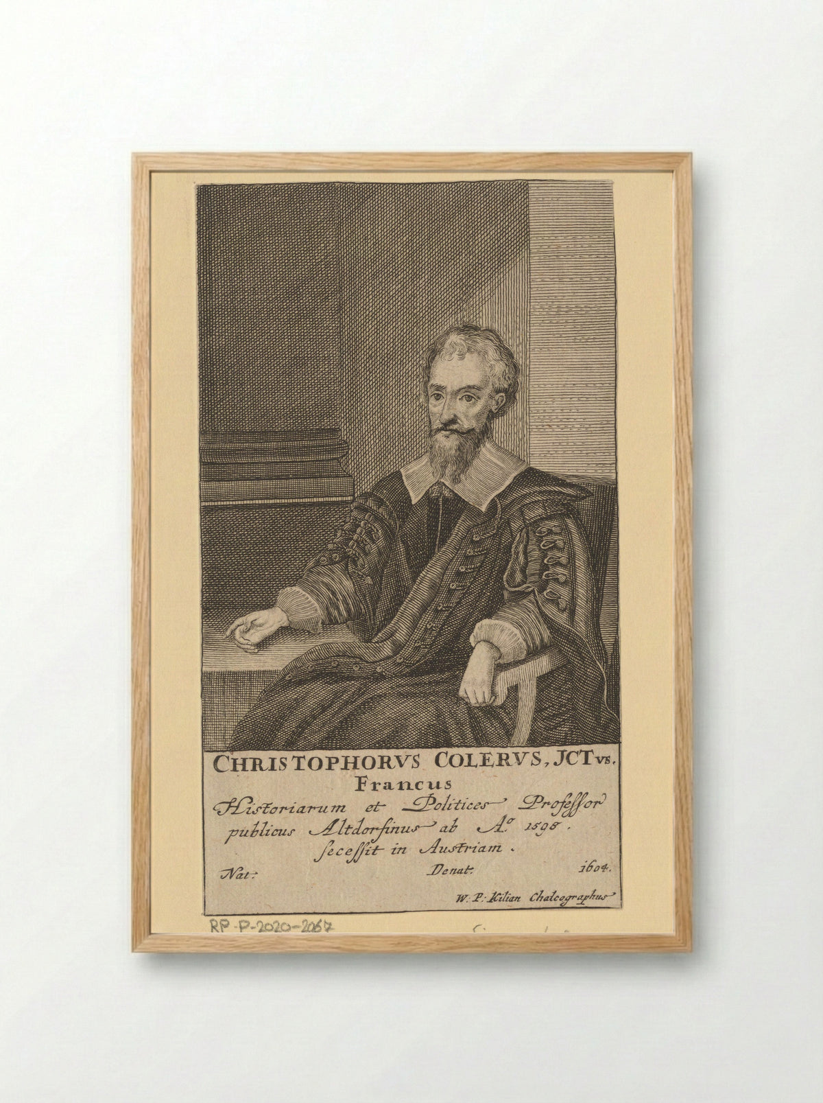 Portret van Christoph Coler II - Wolfgang Philipp Kilian - Framed Print Wood
