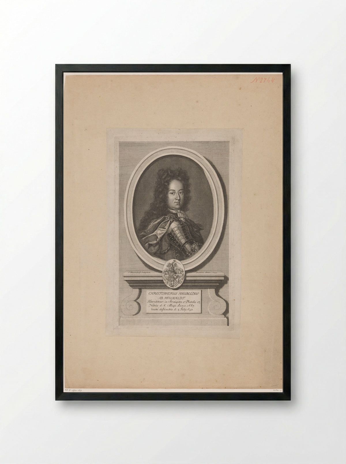 Portret van Christopher Haubold von Houwaldt - Samuel Blesendorf - Framed Print Black