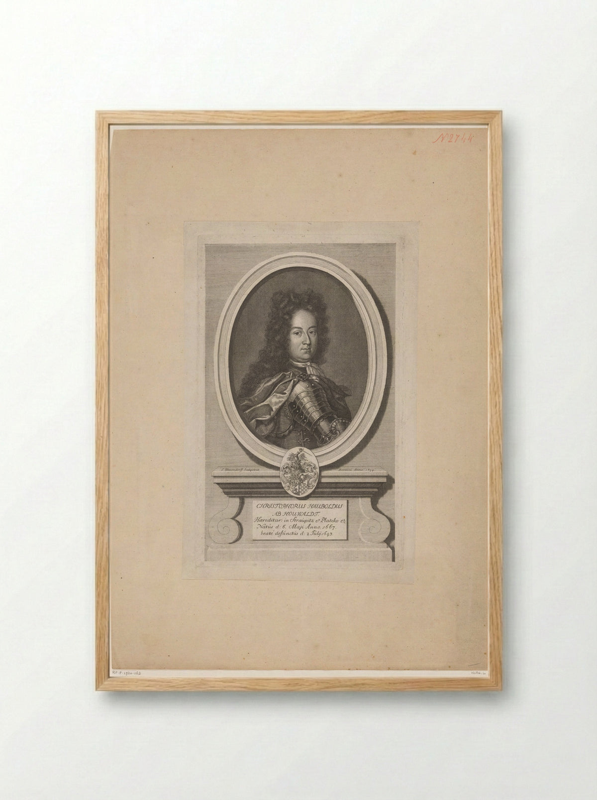 Portret van Christopher Haubold von Houwaldt - Samuel Blesendorf - Framed Print Wood