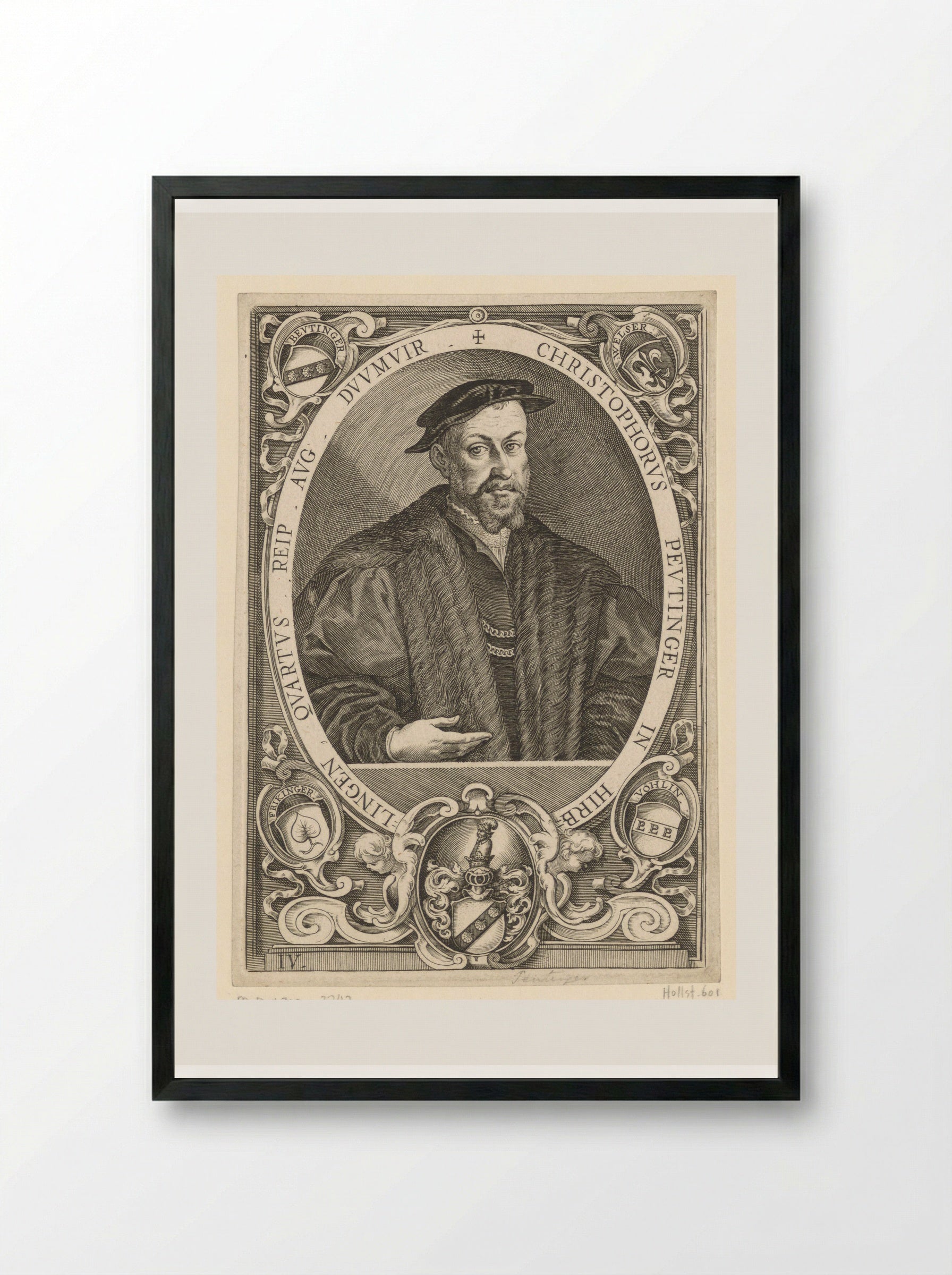 Portret van Christopher Peutinger - Lucas Kilian - Framed Print Black