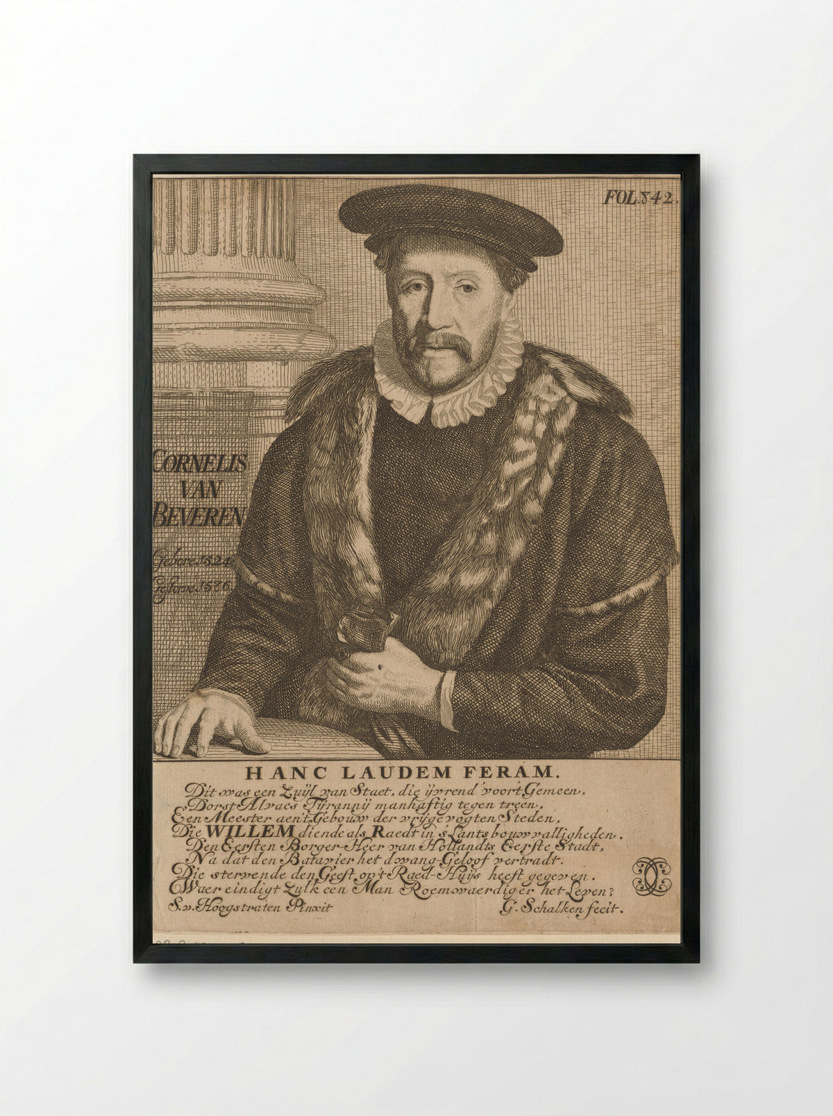 Portret van Cornelis Pietersz. van Beveren - Simon onder de Linde - Framed Print Black