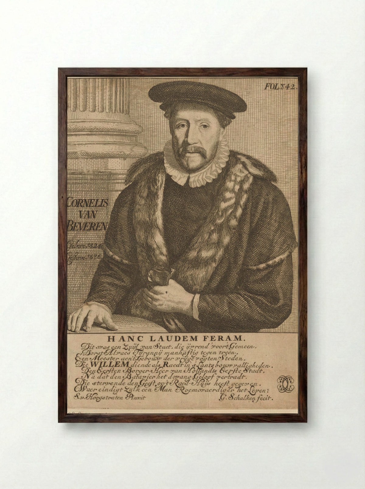 Portret van Cornelis Pietersz. van Beveren - Simon onder de Linde - Framed Print Dark Wood