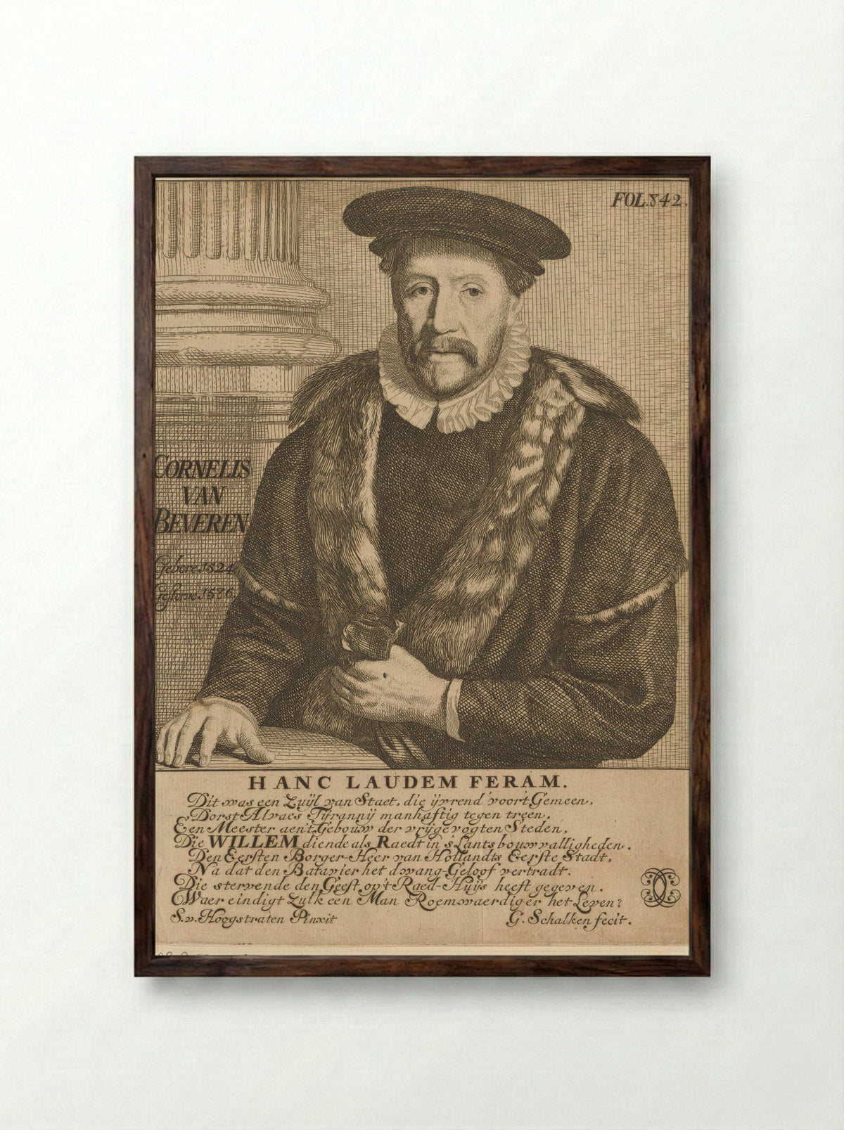 Portret van Cornelis Pietersz. van Beveren - Simon onder de Linde - Framed Print Dark Wood