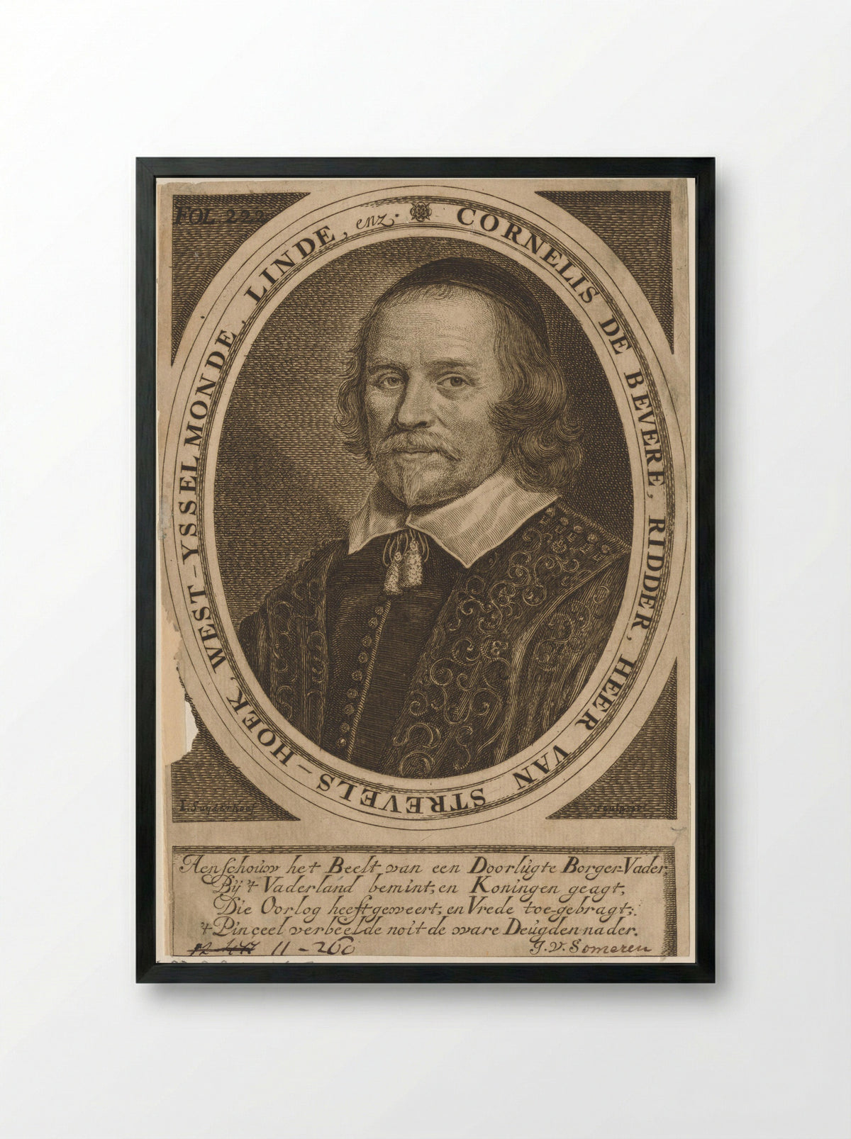 Portret van Cornelis van Beveren - Jonas Suyderhoef - Framed Print Black
