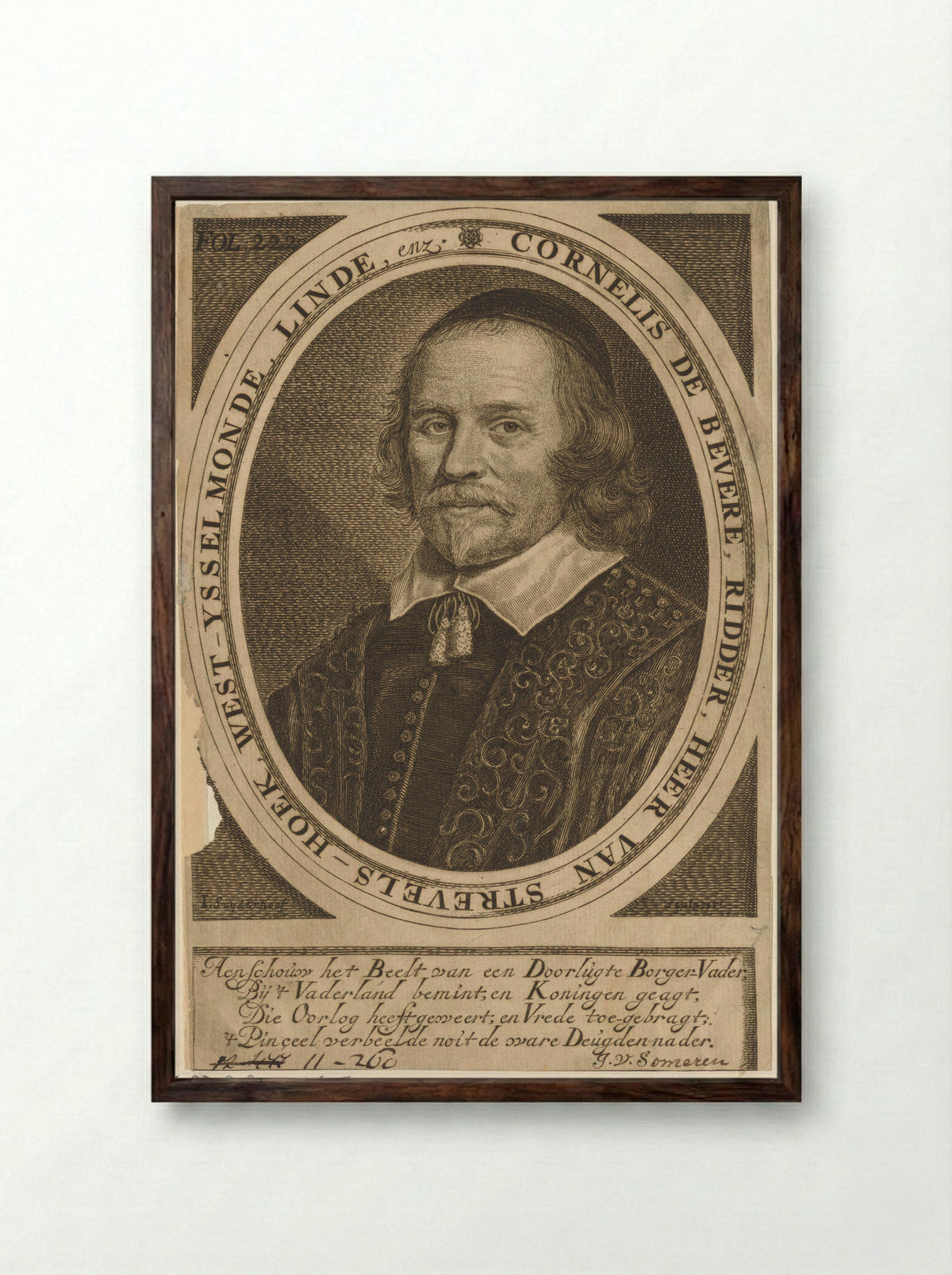 Portret van Cornelis van Beveren - Jonas Suyderhoef - Framed Print Dark Wood