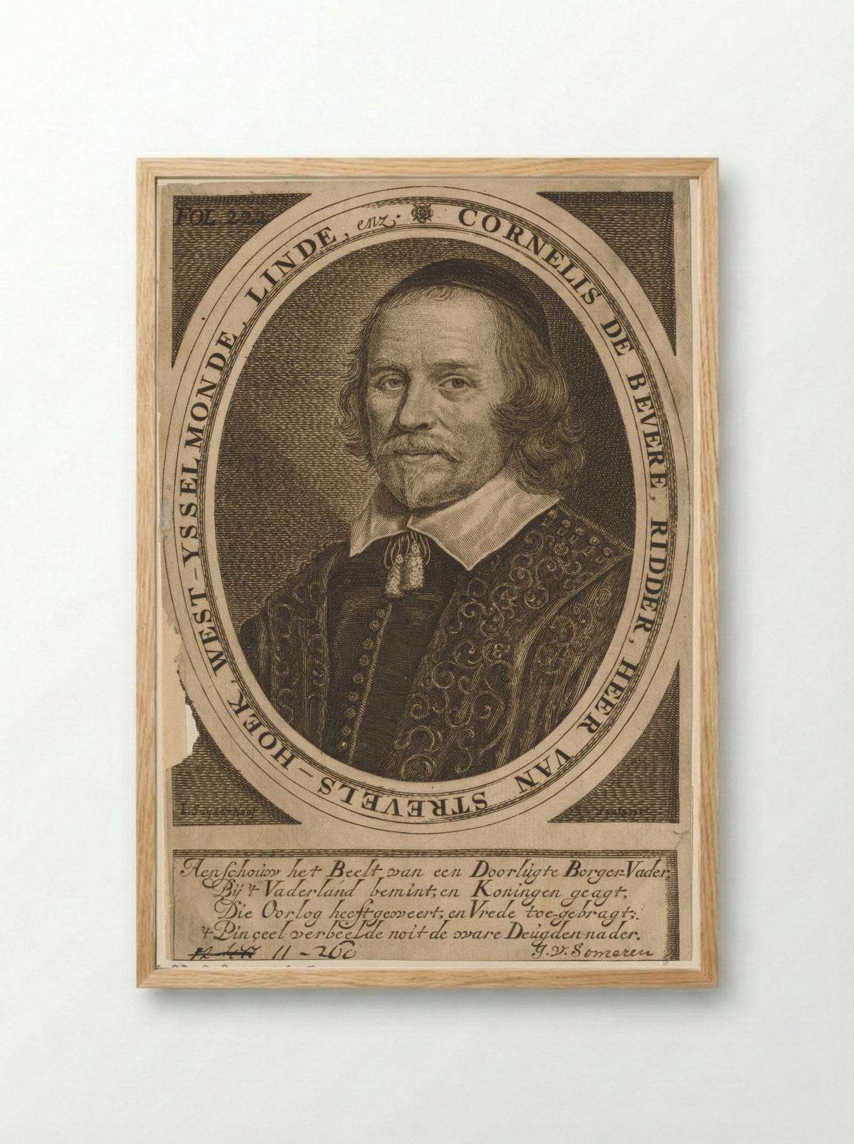 Portret van Cornelis van Beveren - Jonas Suyderhoef - Framed Print Wood