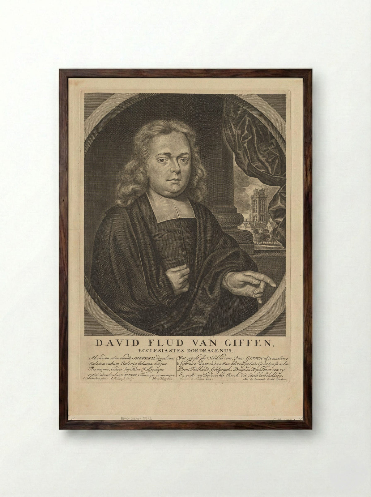 Portret van David Flud van Giffen - Simon onder de Linde - Framed Print Dark Wood
