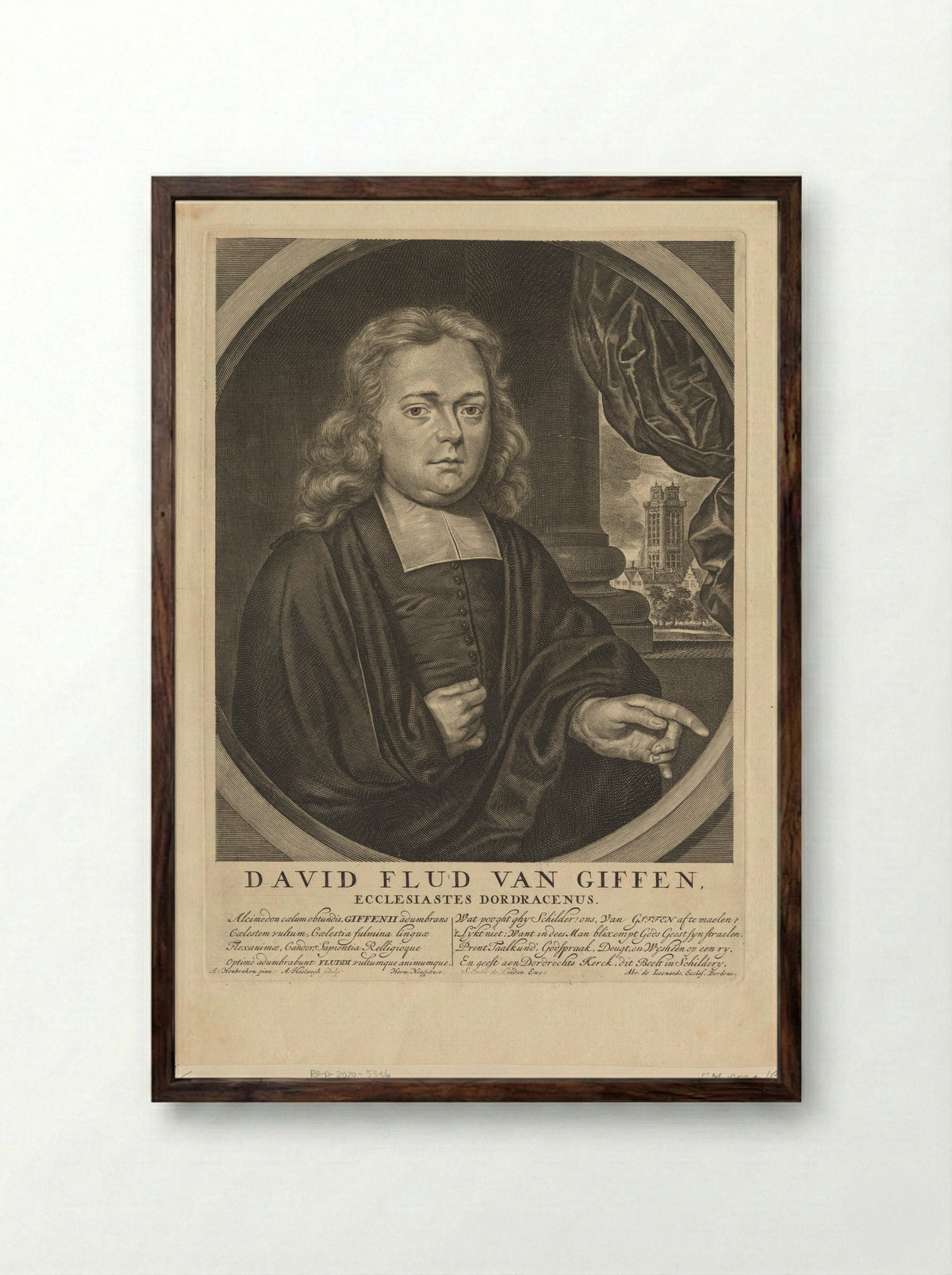 Portret van David Flud van Giffen - Simon onder de Linde - Framed Print Dark Wood